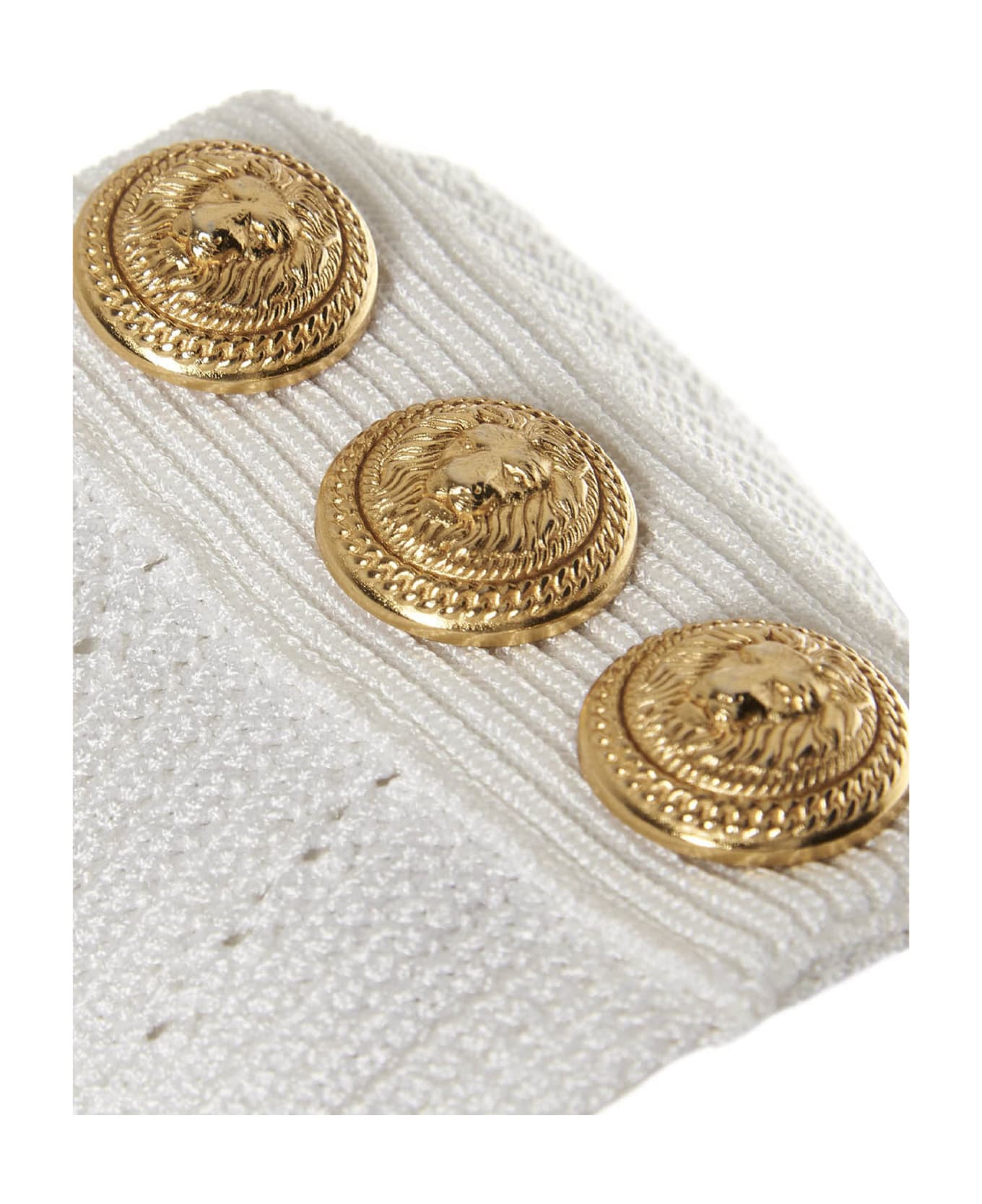 Balmain Gold Button Top - White