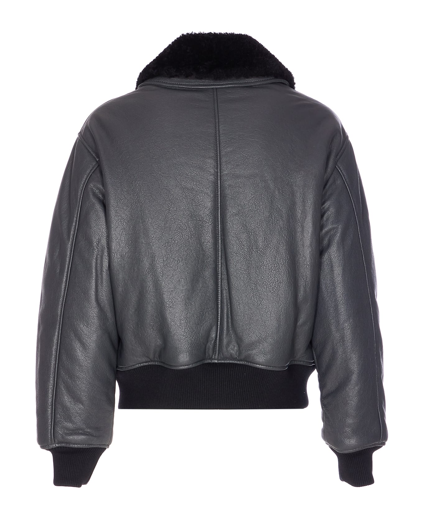 Ami Alexandre Mattiussi Ami De Coeur Leather Bomber - Grey