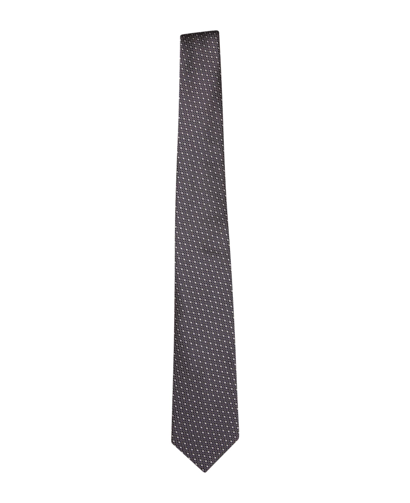 Canali Brown And Blue Geometric Tie - Brown