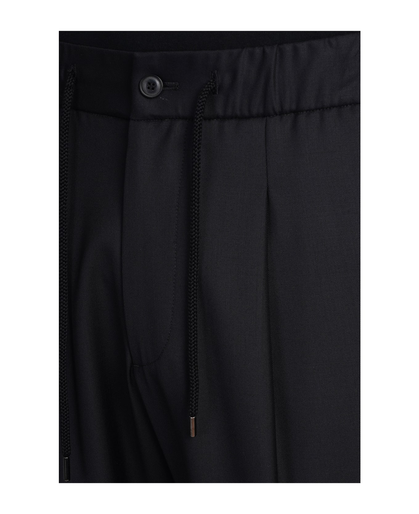 Giorgio Armani Black Virgin Wool-blend Trousers - black