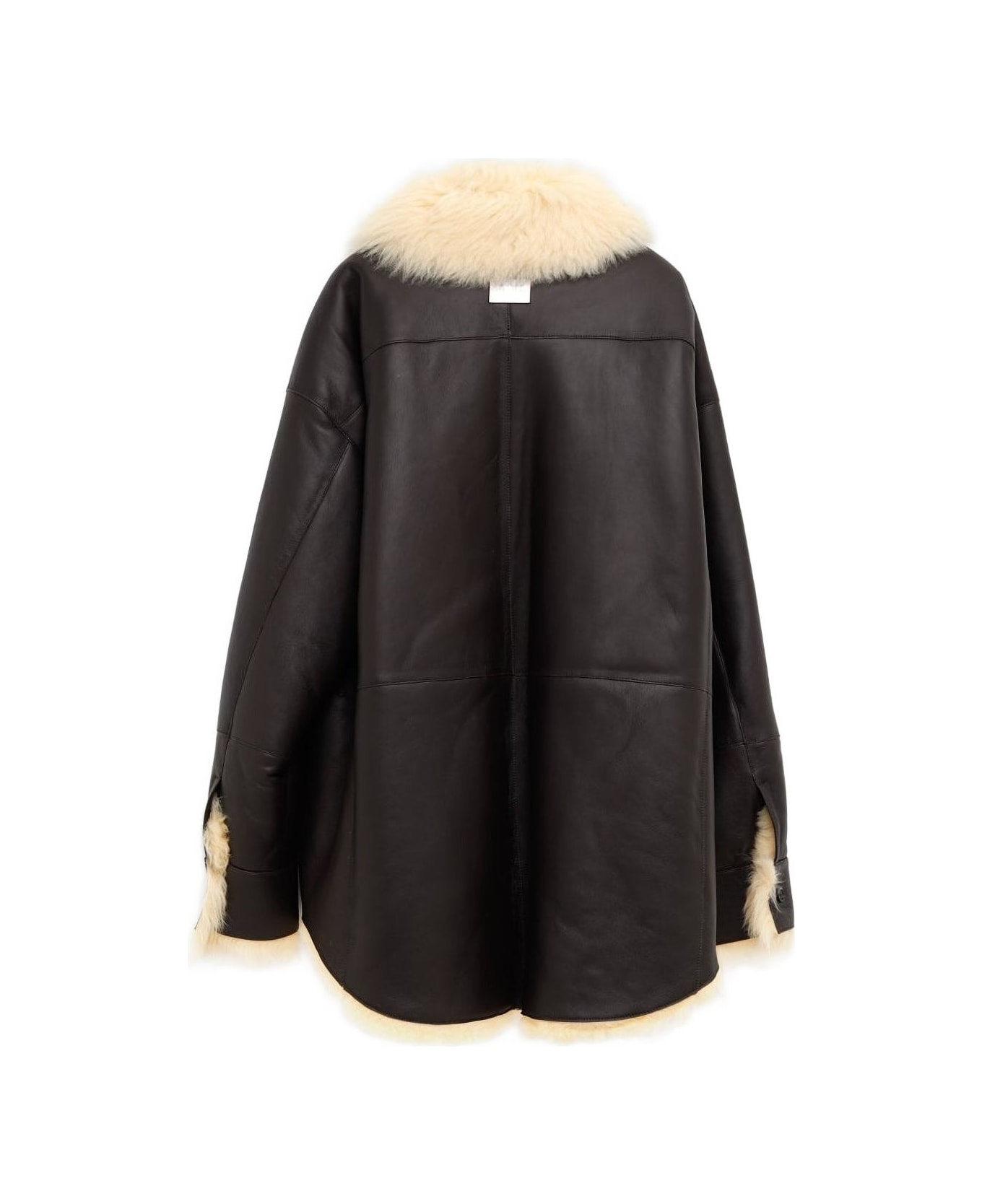 Acne Studios Leather Shearling Jacket - Marrone scuro