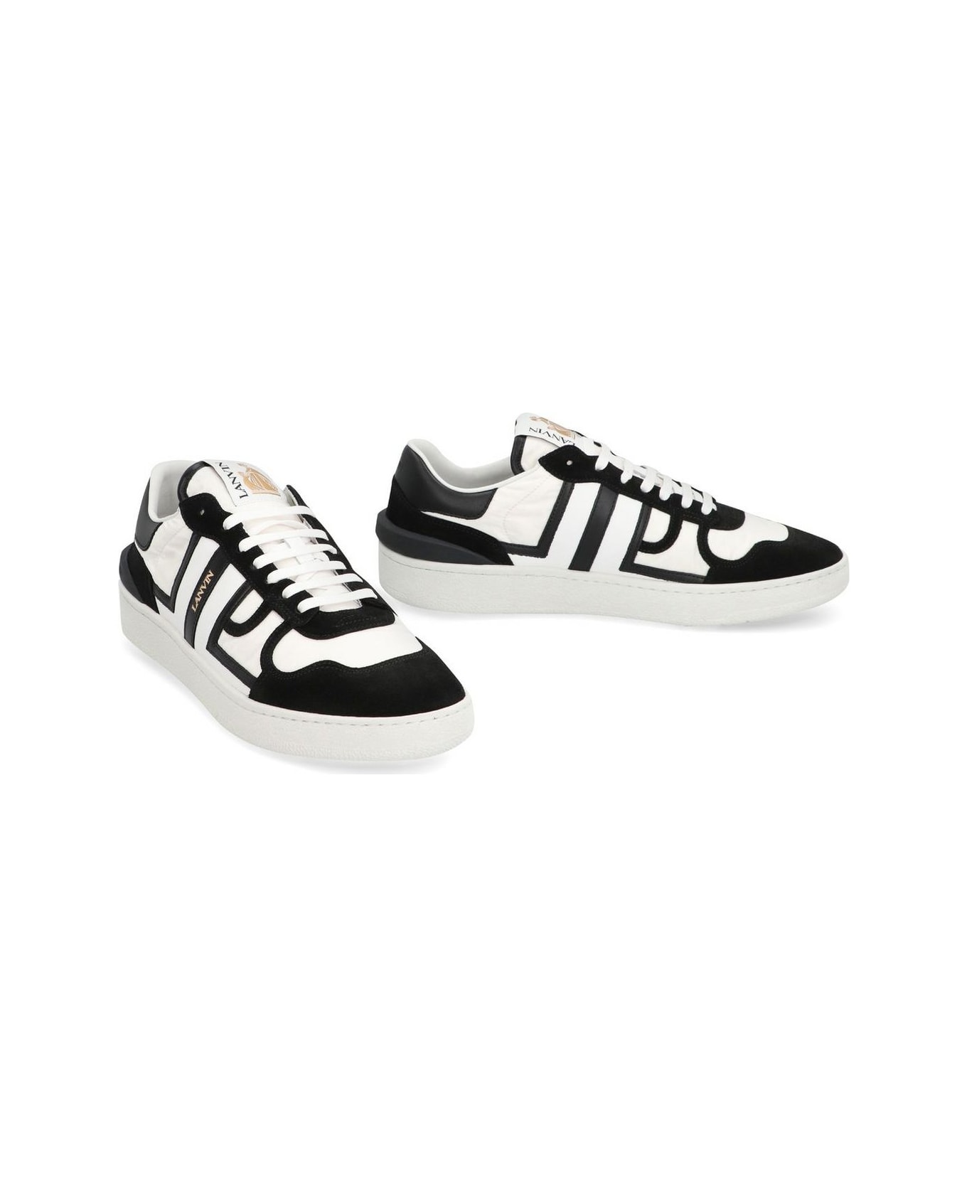Lanvin Logo Printed Lace-up Sneakers - Optic White Black