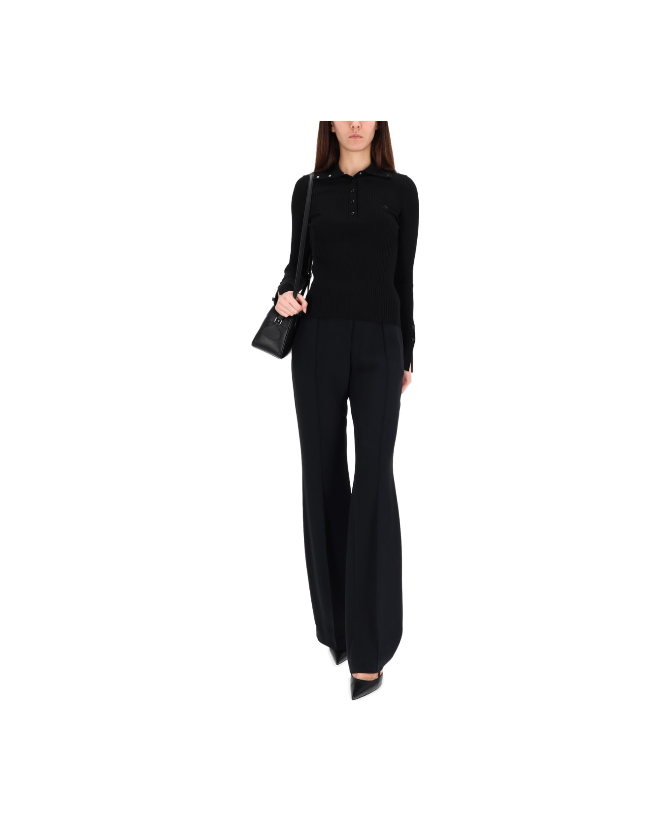 Courrèges Ribbed Polos. - BLACK