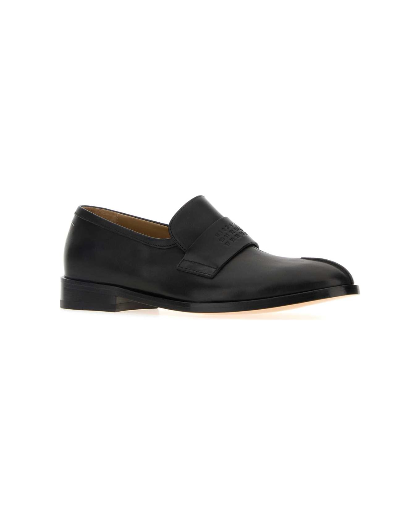 MM6 Maison Margiela Black Leather Loafers - BLACK