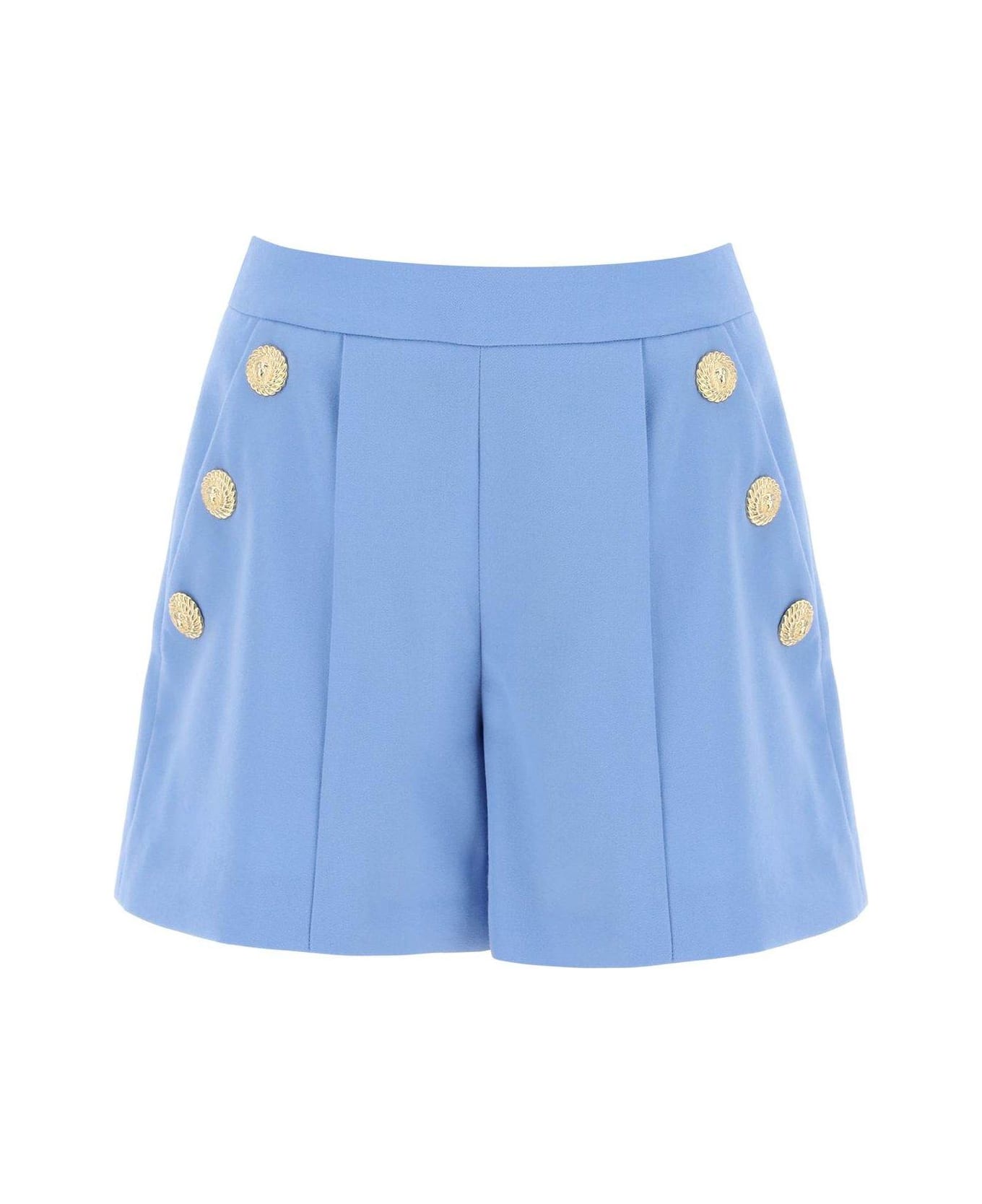 Balmain Button Embellished Pleated Shorts - BLEU CIEL (Light blue)