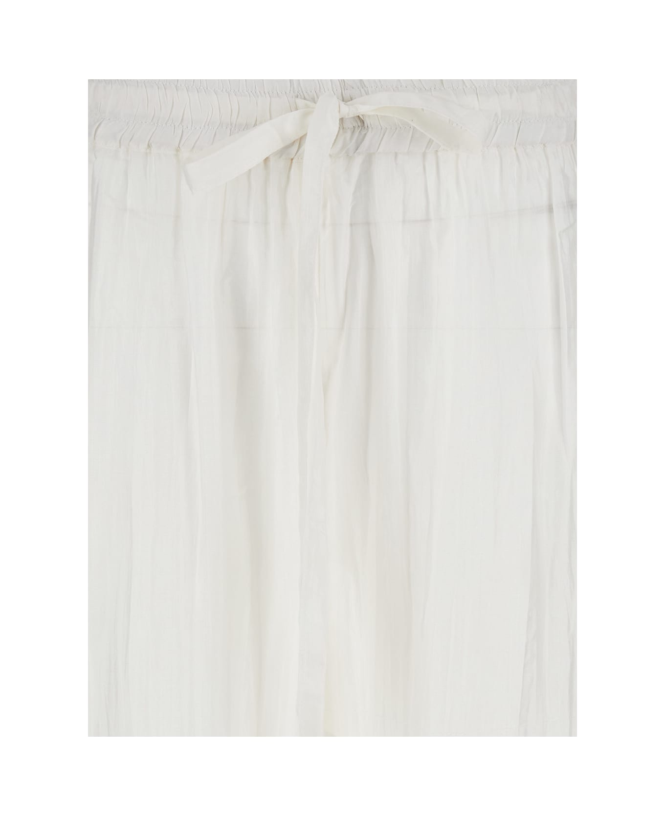The Rose Ibiza White Palazzo Pants With Drawstring In Silk Woman - White