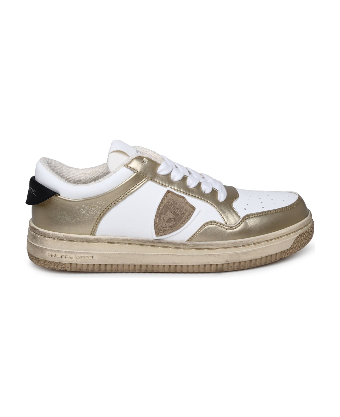Philippe Model Lion Sneakers In Two-tone Polyurethane Blend - Metal/blanc
