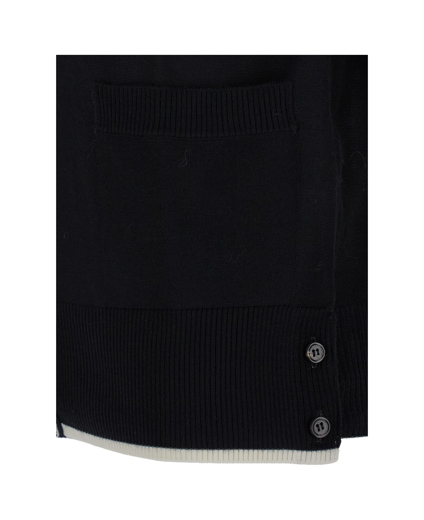 Thom Browne Black Cardigan With 4-bar Detail In Wool Woman - Black