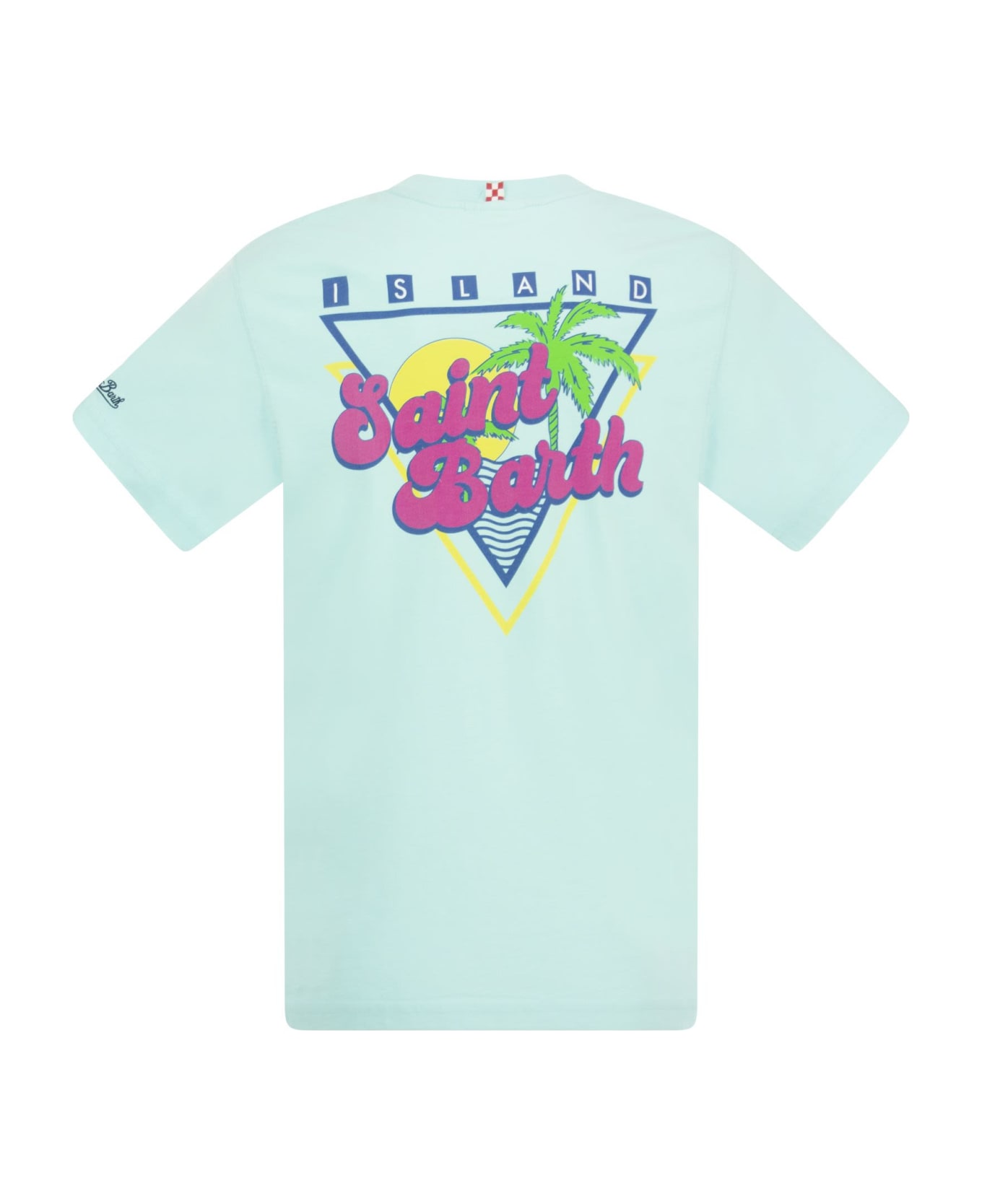 MC2 Saint Barth Cotton T-shirt With Sb Summer Print - Light Blue