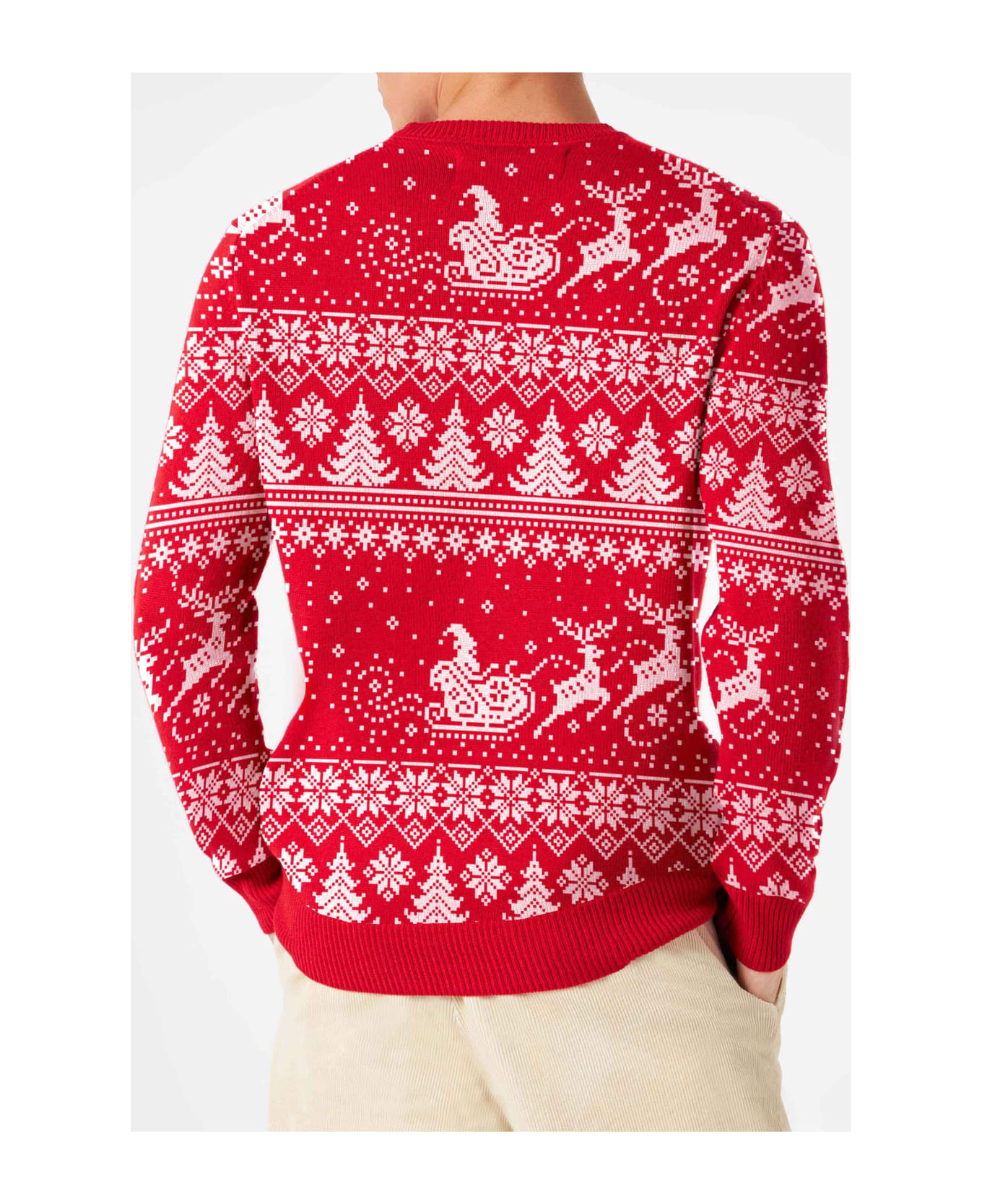 MC2 Saint Barth Man Sweater With I Believe In Santa Lettering - RED