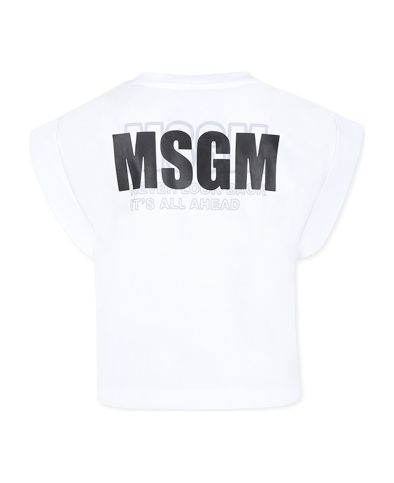 MSGM White T-shirt For Girl With Logo - White