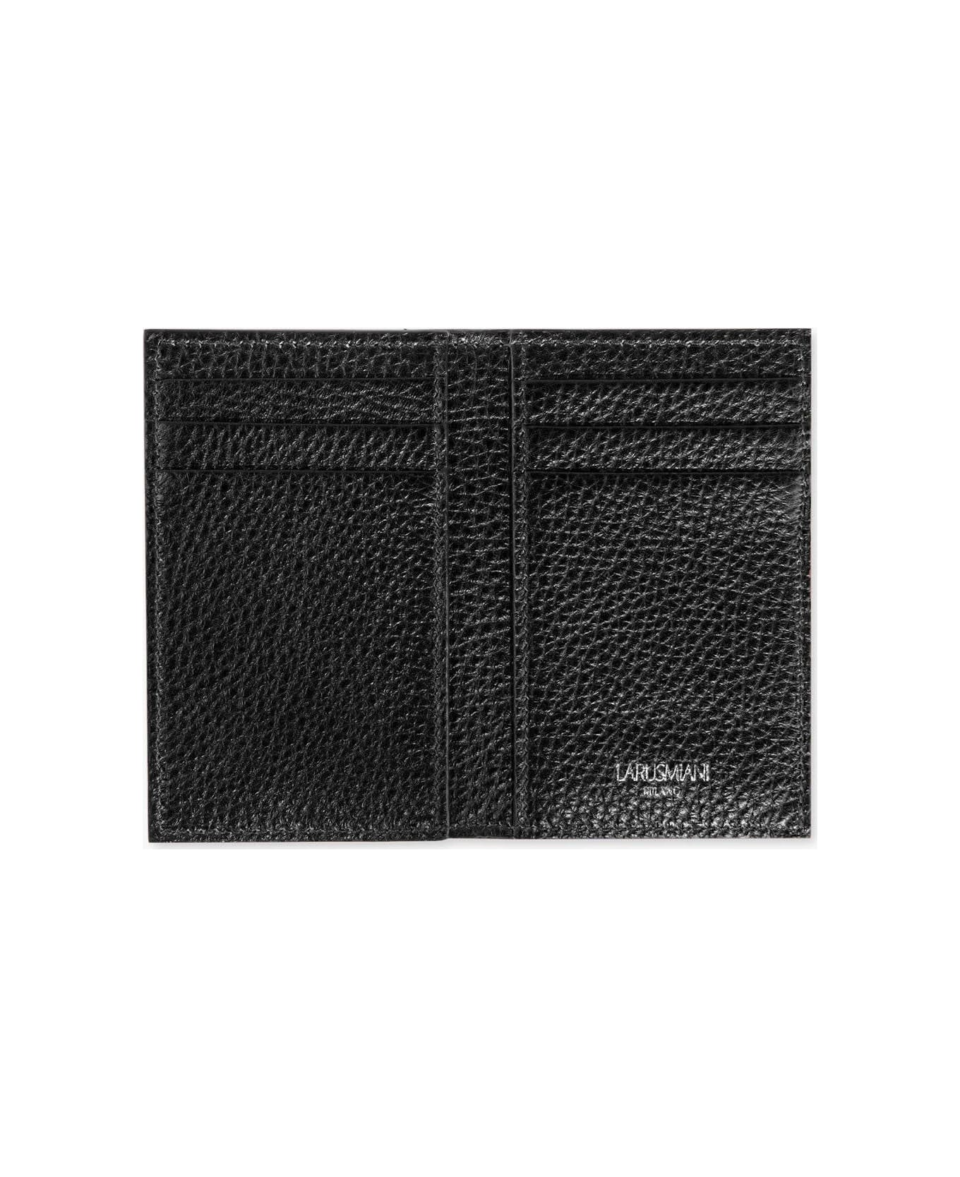 Larusmiani Vertical Card Holder Amedeo Wallet - Black