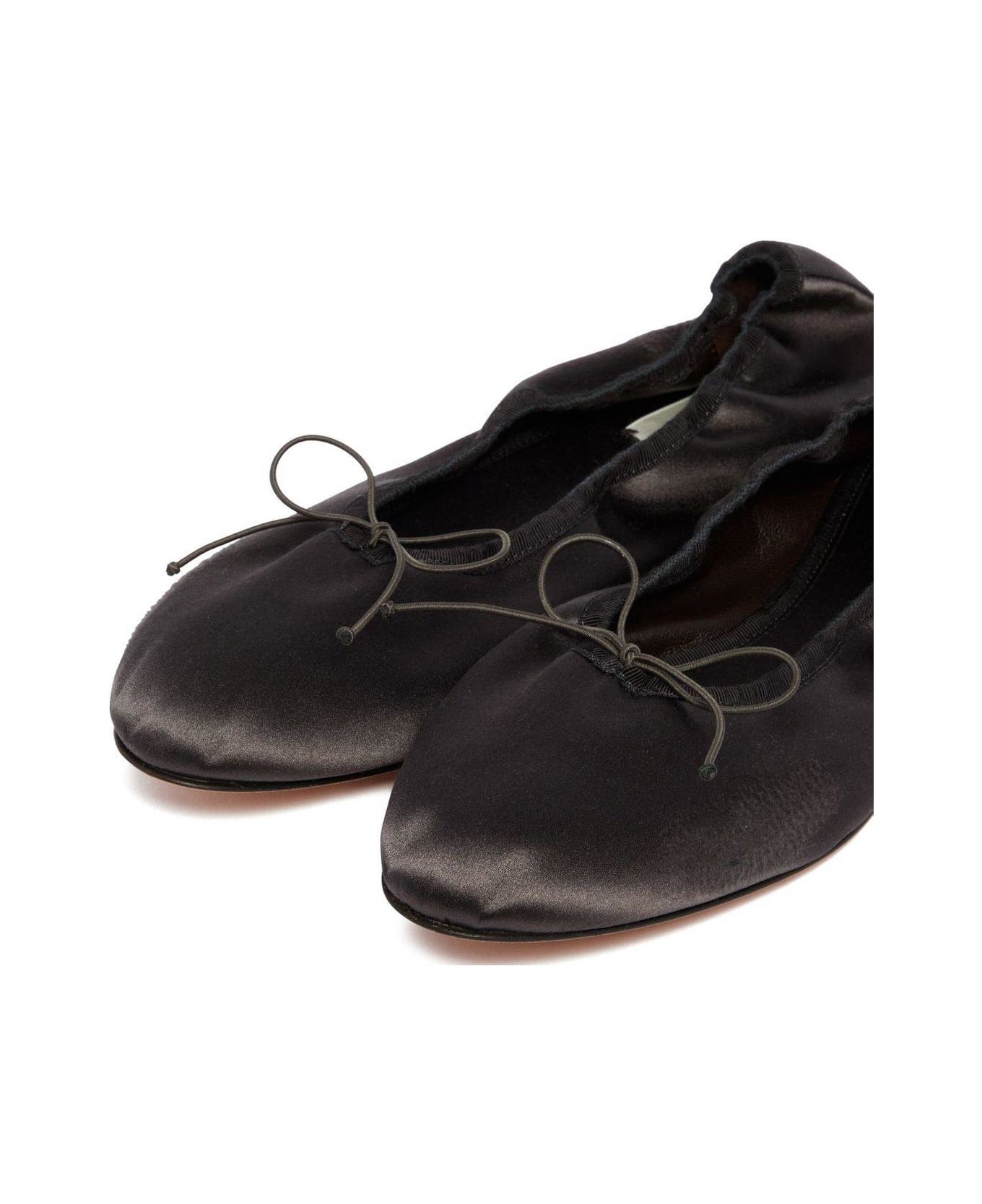 The Row Bow Detailed Slip-on Flat Shoes - CHARCOAL