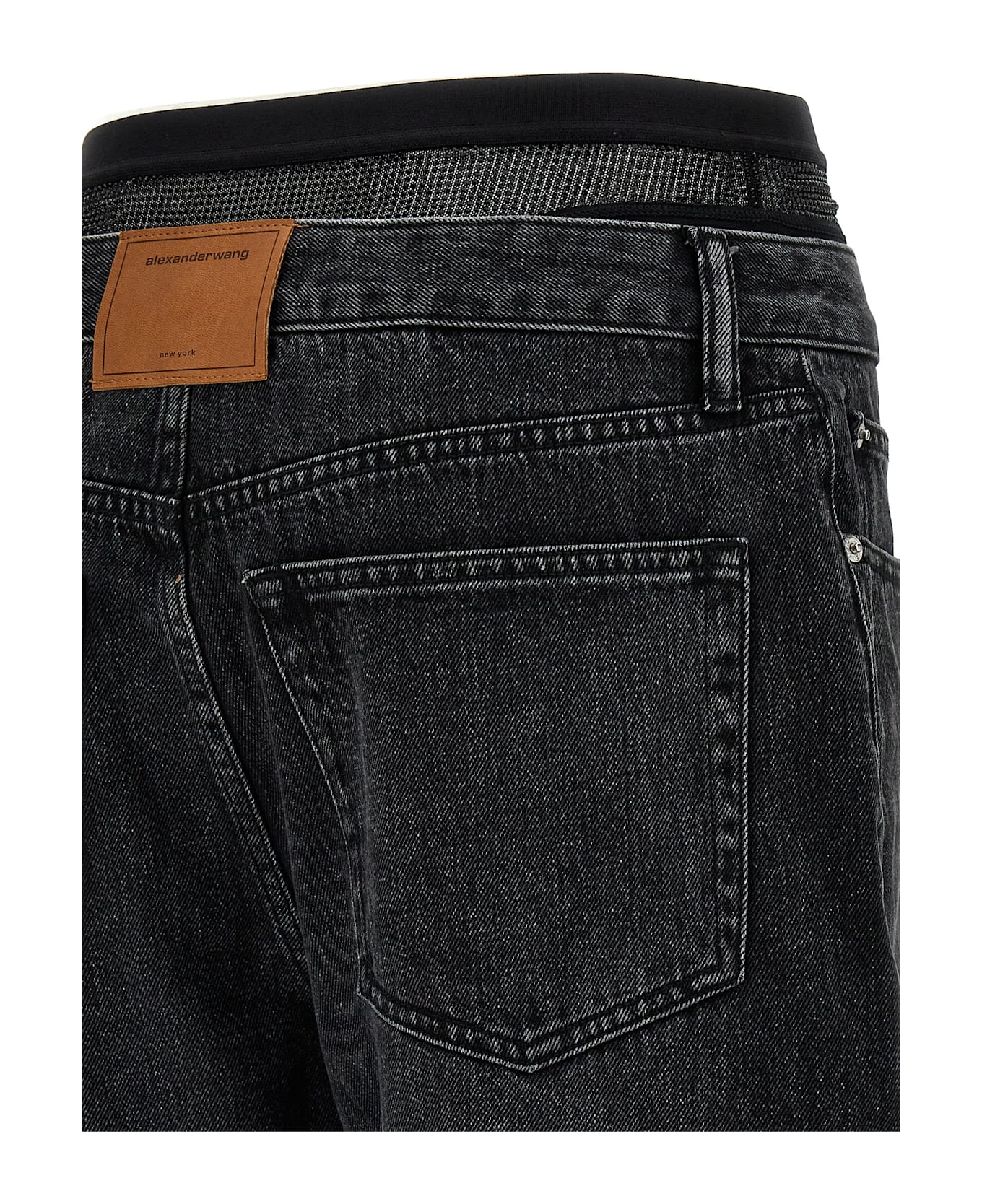 Alexander Wang 
slit Hem Prestyle Hotfix Mesh Undie
 Jeans - GREYAGED