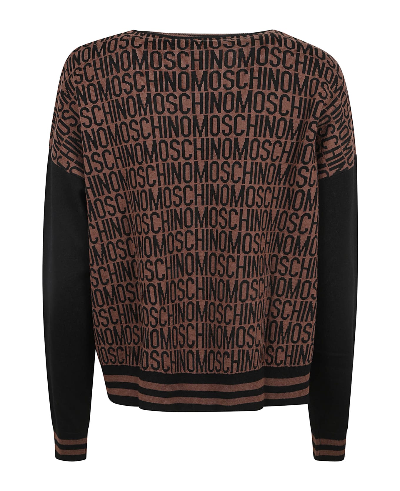 Moschino Logo Knit Monogram Sweater - Brown