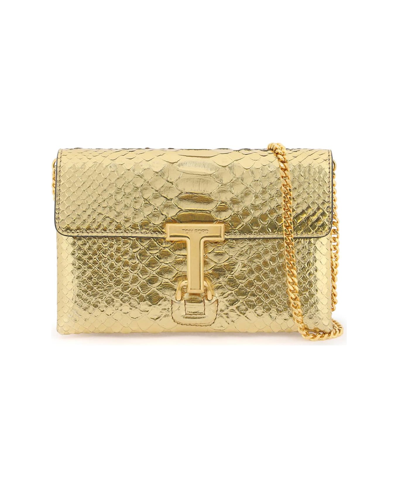 Tom Ford Croco-embossed Laminated Leather Mini Bag - DARK GOLD (Gold)