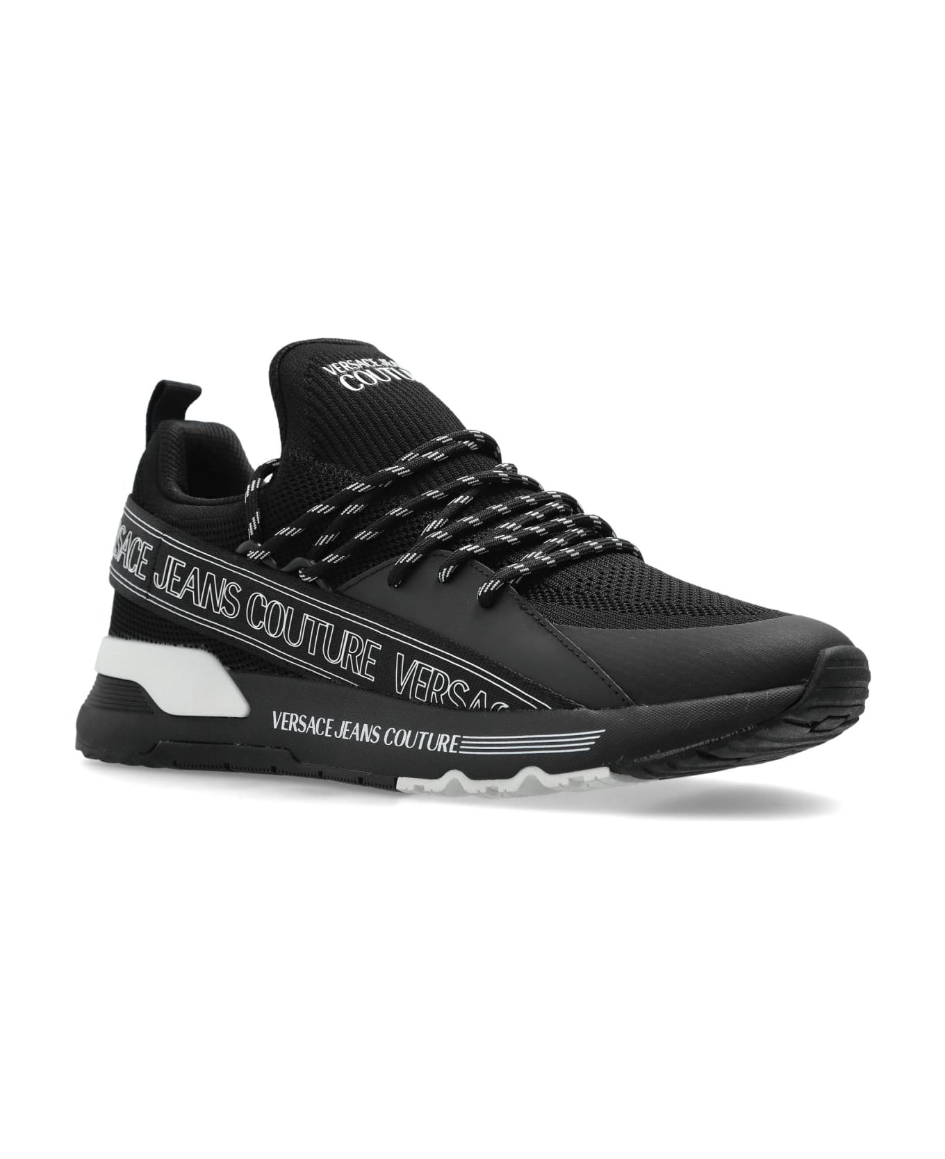 Versace Jeans Couture Sneakers With Printed Logo - BLACK