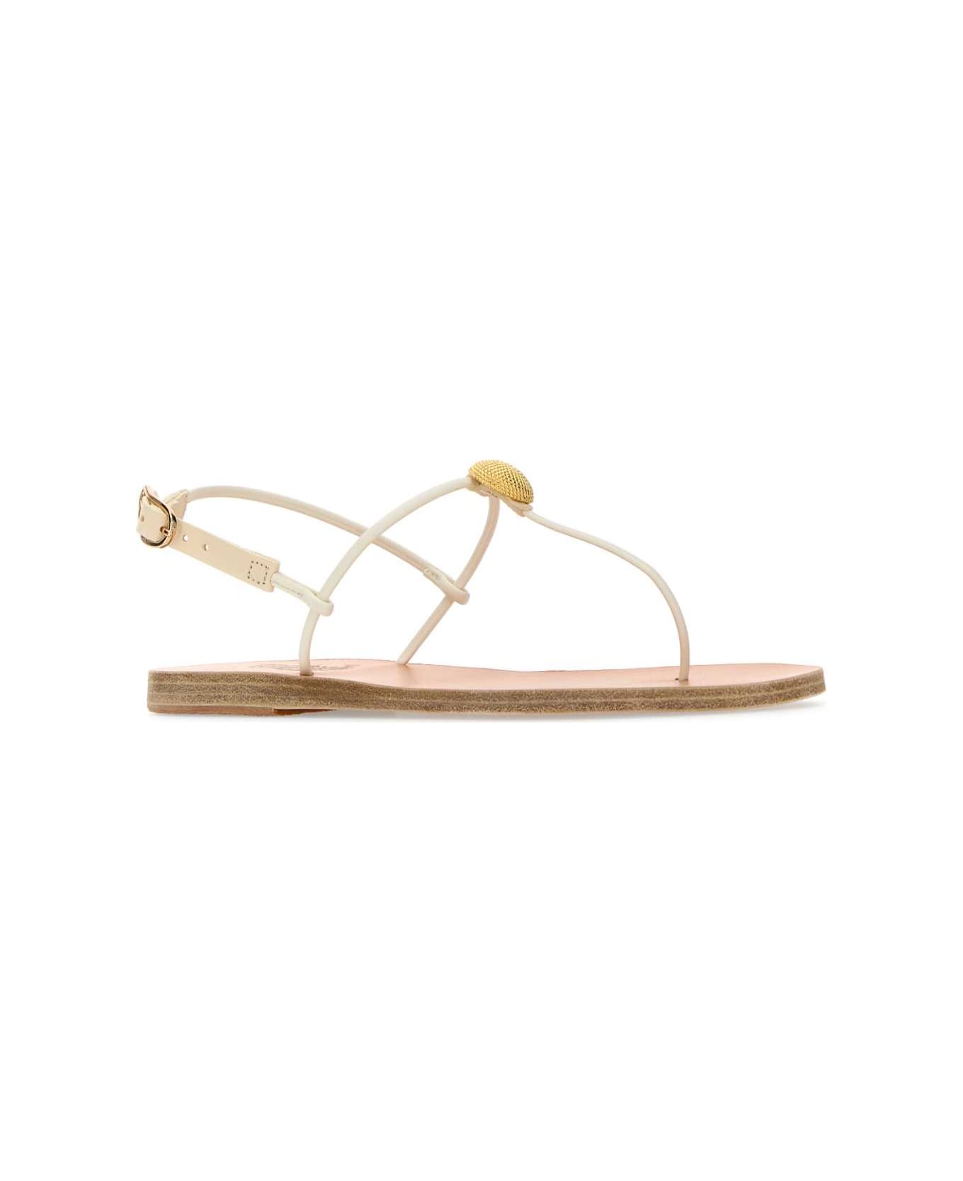 Ancient Greek Sandals White Leather Dimitra Thong Sandals - OFFWHITE