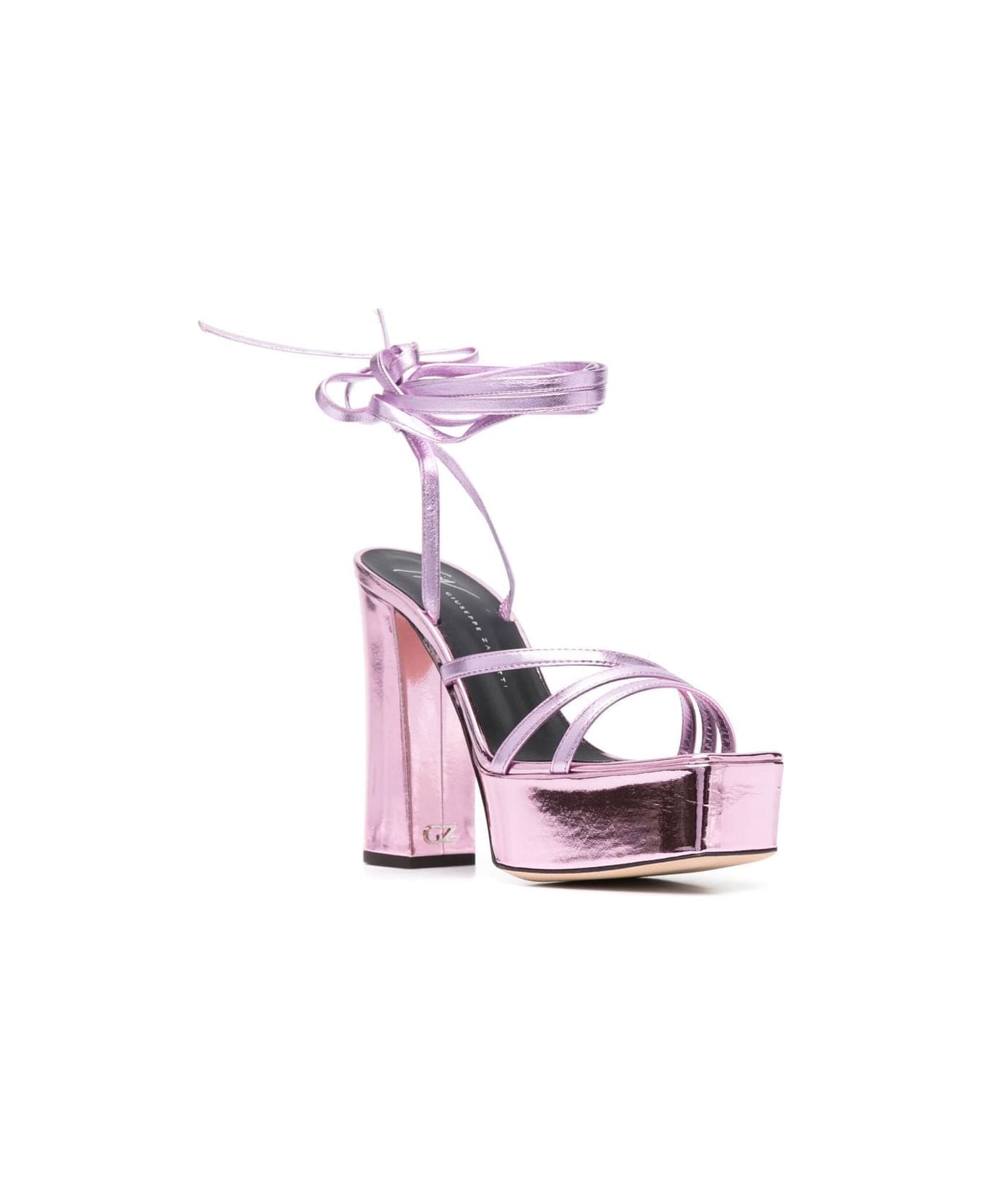 Giuseppe Zanotti Metallic Leather Heel Sandals - Pink