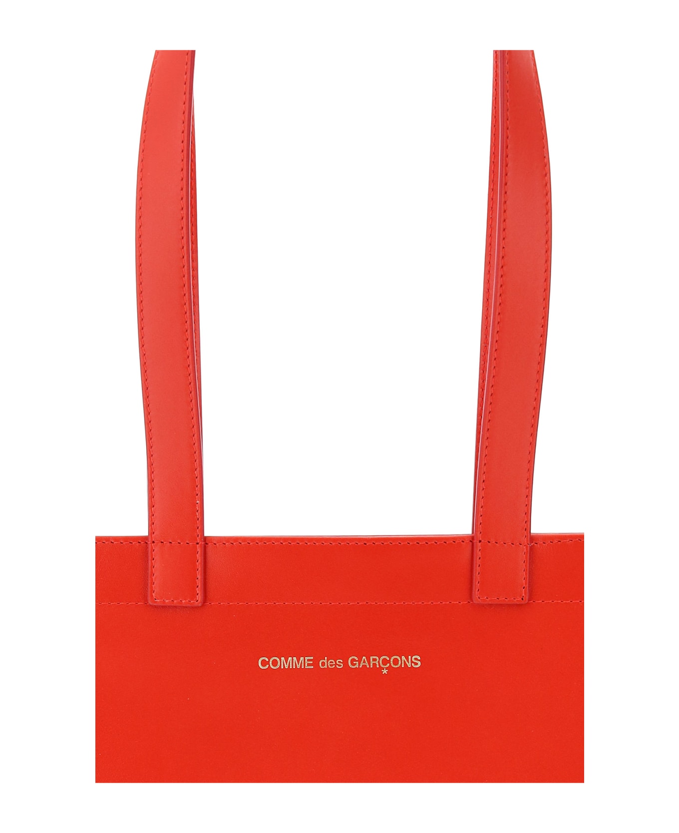 Comme des Garçons Shirt Boy Leather Tote Bag With Logo - Red トートバッグ