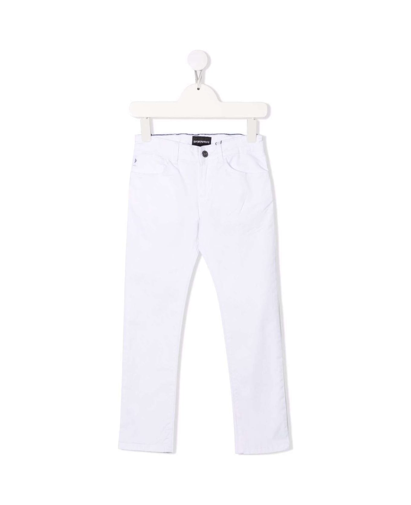 Emporio Armani White Denim Jeans With Logo - White