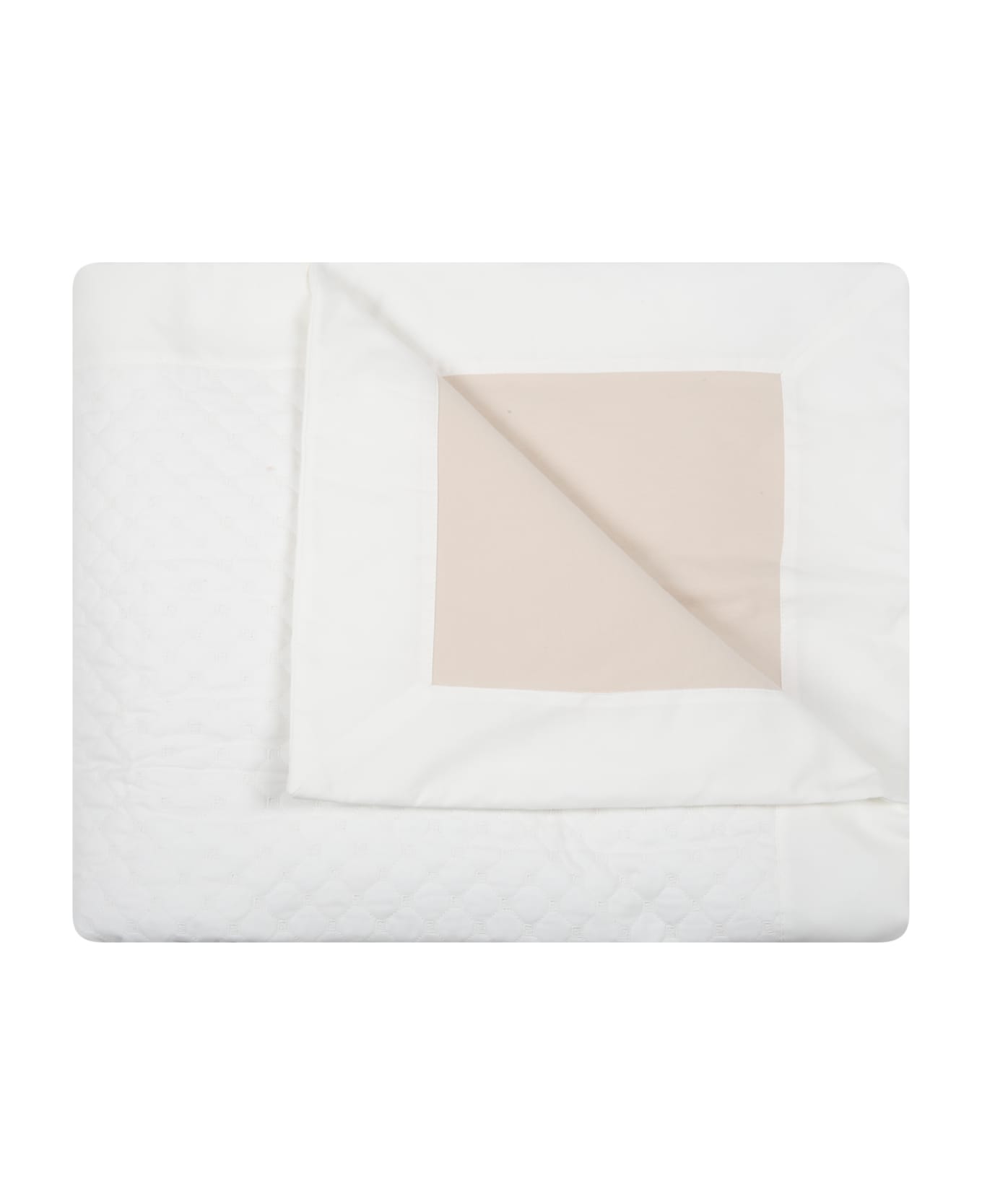 Fendi White Blanket For Baby Kids With Double Ff - Ivory