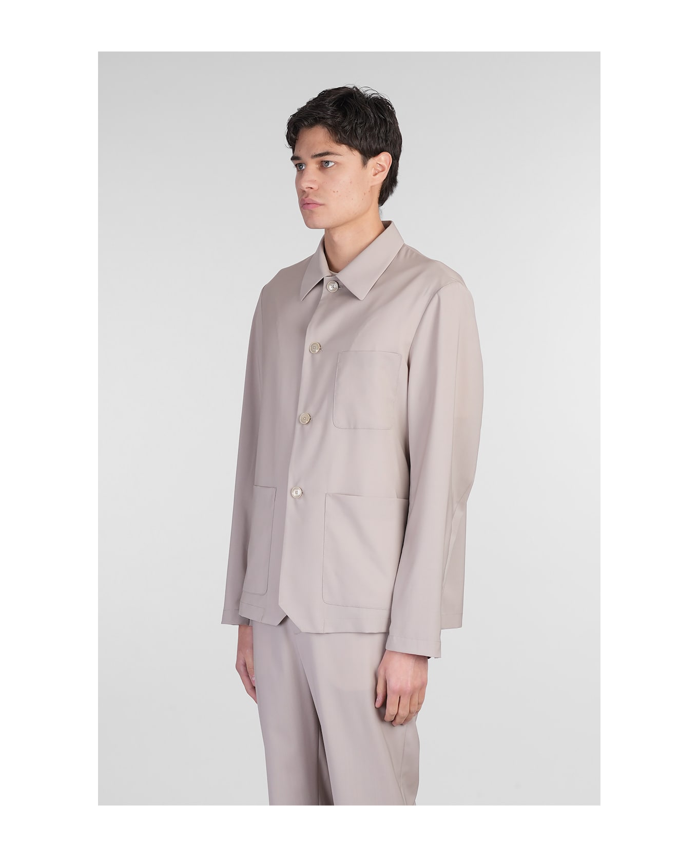 Barena Visal Shirt In Beige Wool - beige