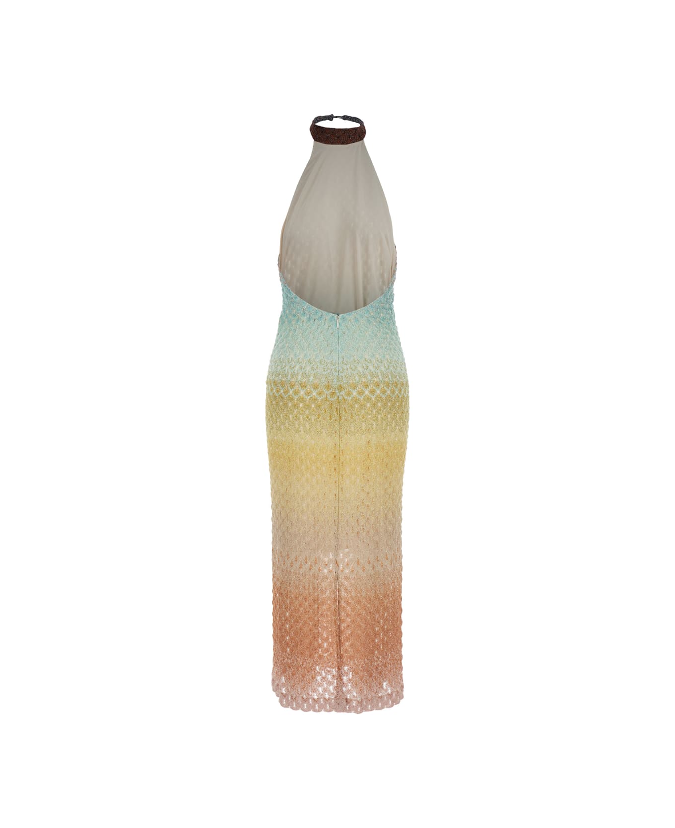 Missoni Multicolor Sleeveless Dress With Halterneck And Faded Effect In Viscose Blend Woman - Multi