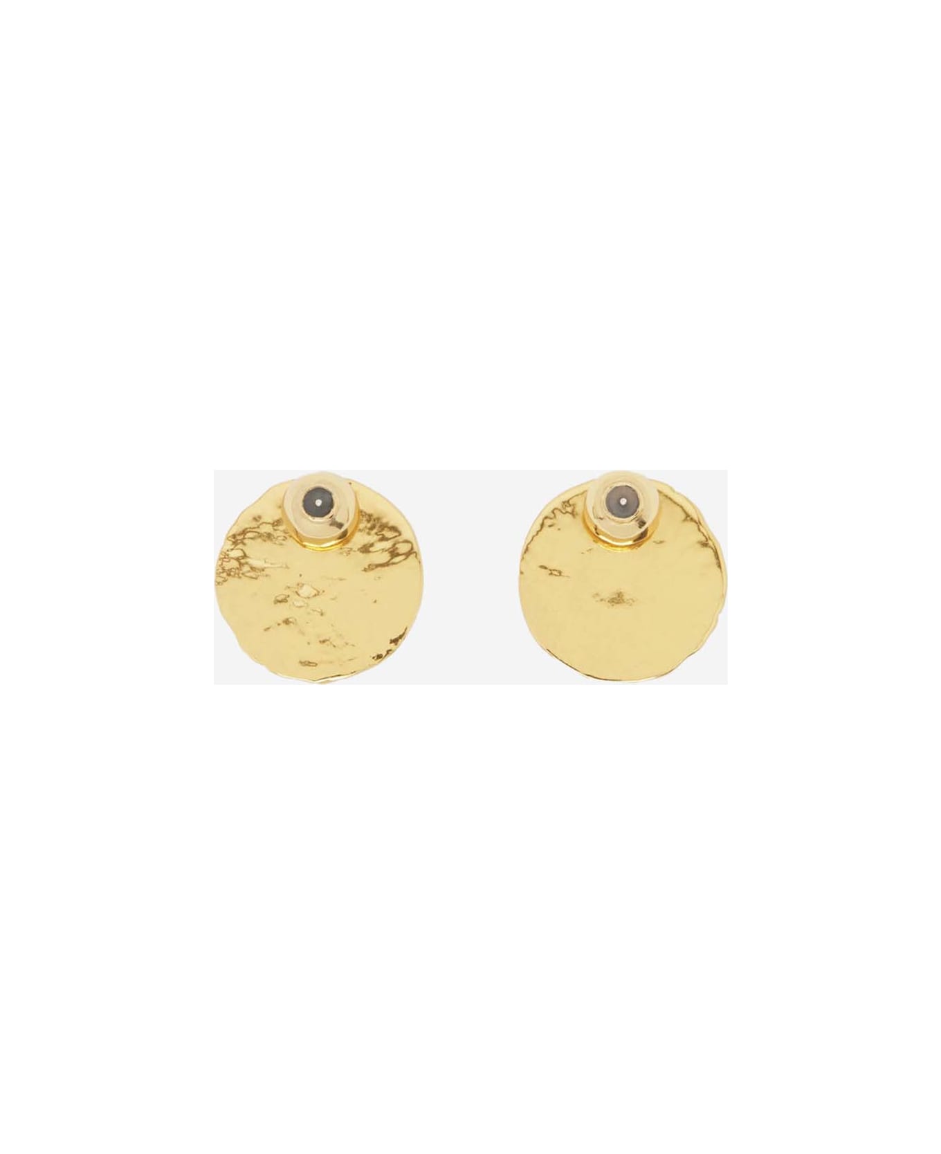 Patou Brass Earrings With Engraved Logo - Golden