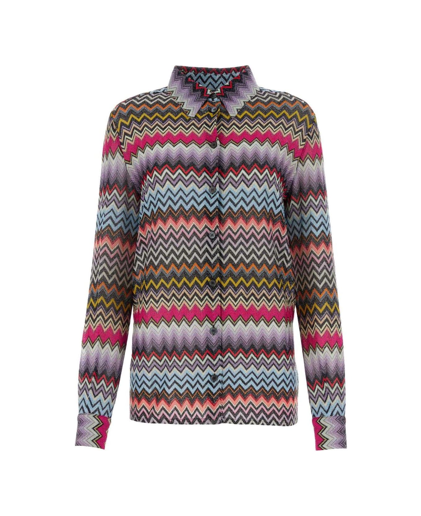 Missoni Patternede Embroidered Button-up Long-sleeved Shirt - MULTICOLOR BLACK BAS