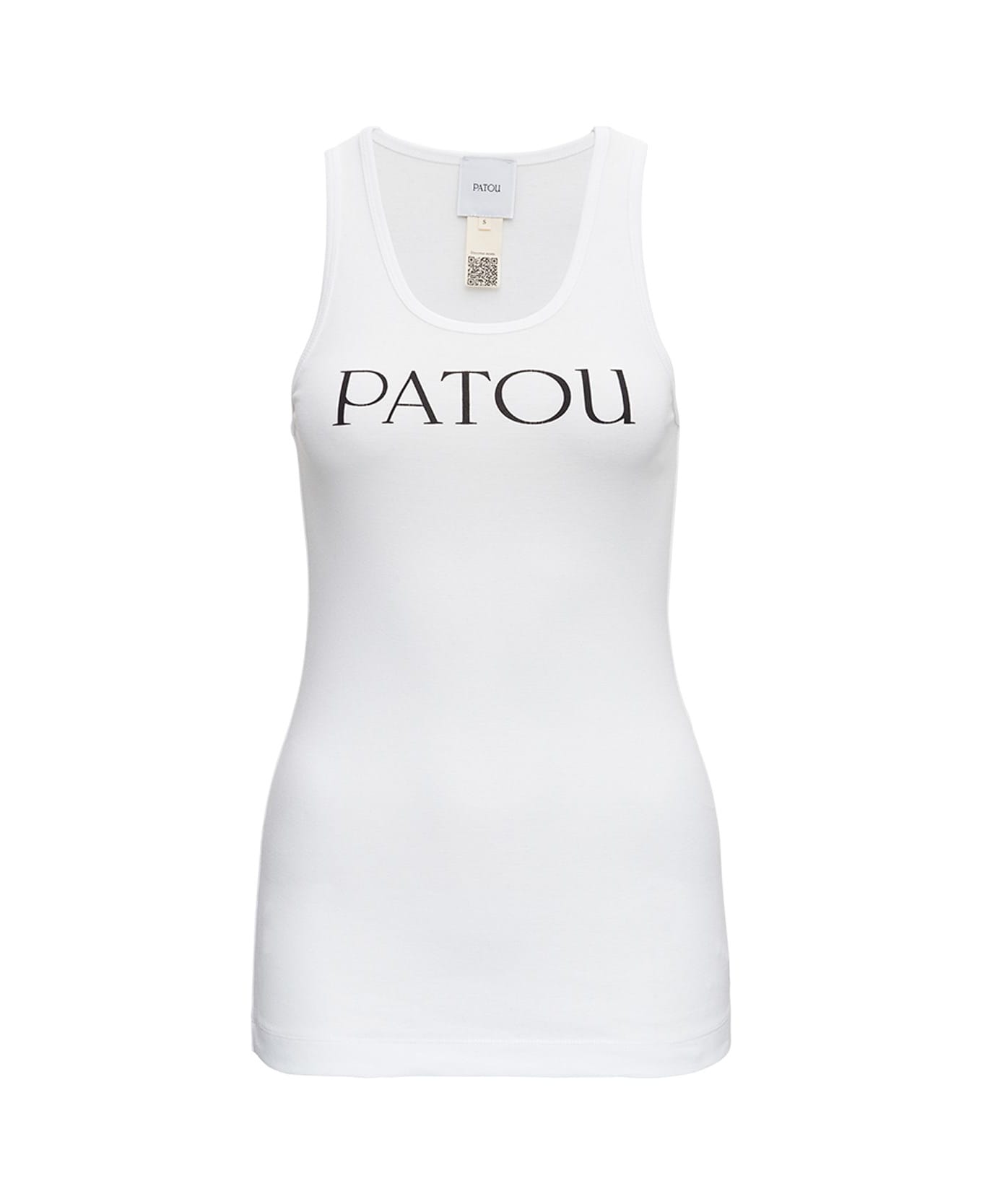 Patou Cotton Tank Top With Logo Print - WHITE