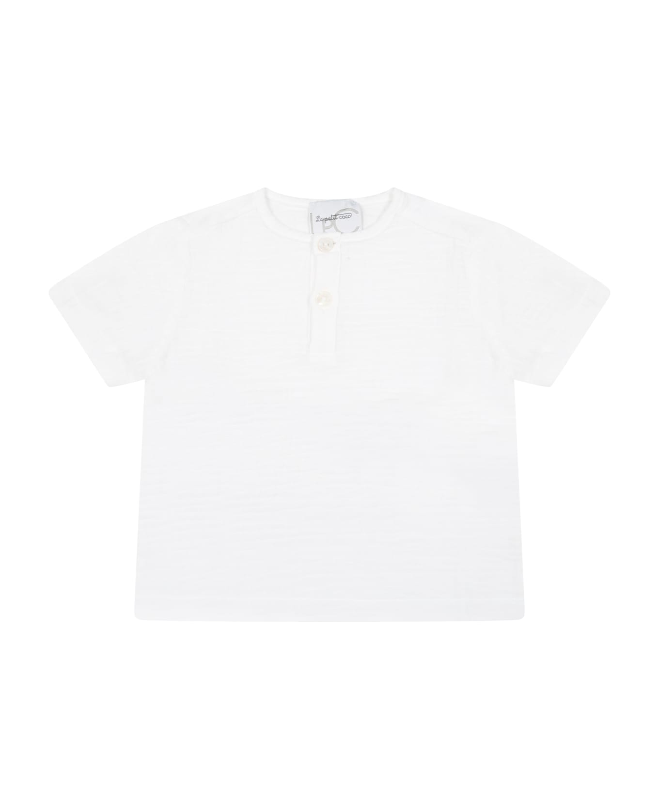 Le Petit Coco Beige T-shirt For Baby Kids - White シャツ