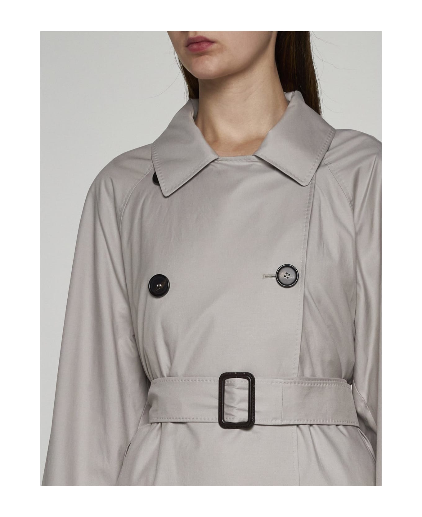 Max Mara The Cube Cotton-blend Double-breasted Trench Coat - Ecru レインコート