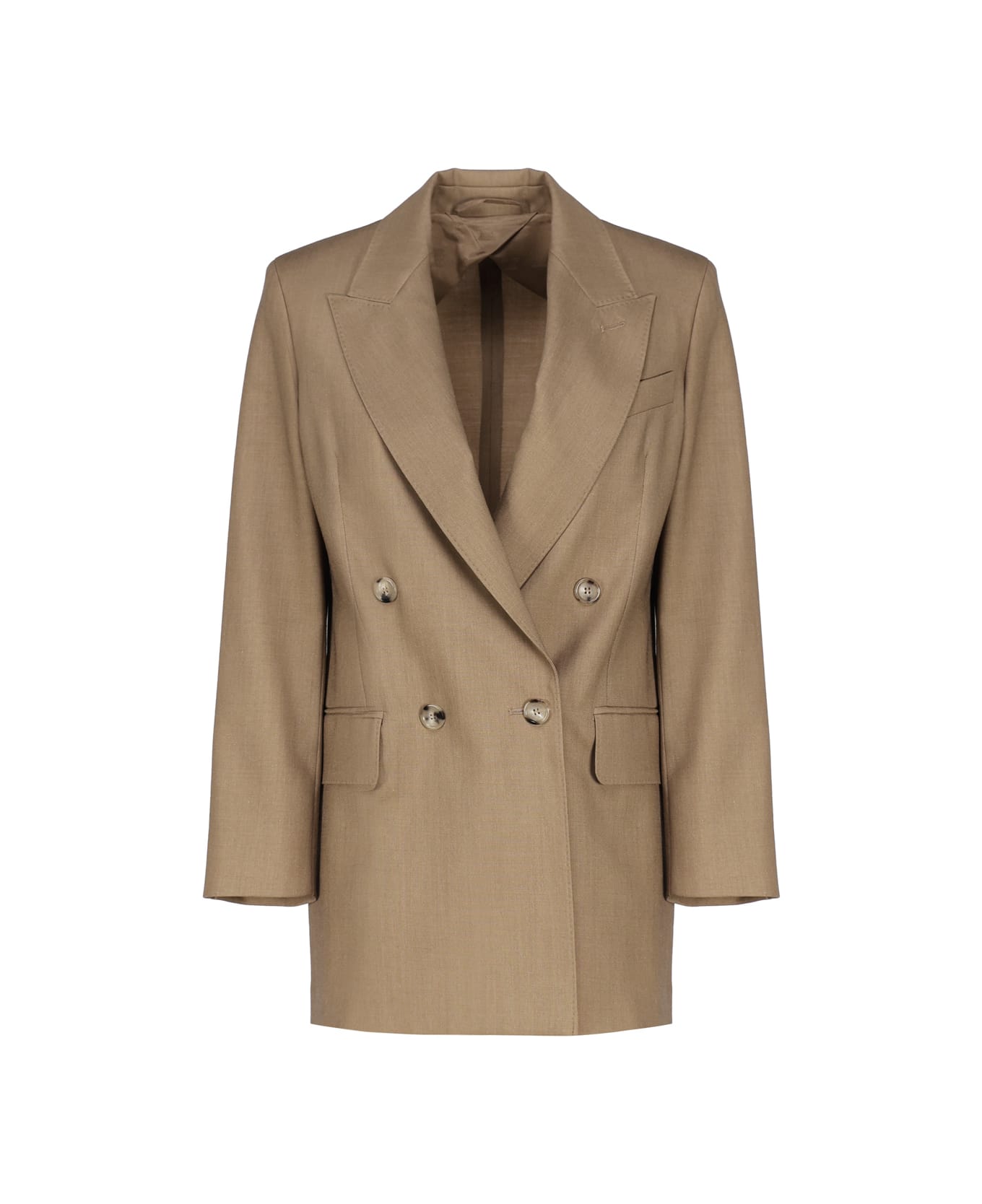Max Mara Double Breasted Blazer In Wool Blend - Cammello