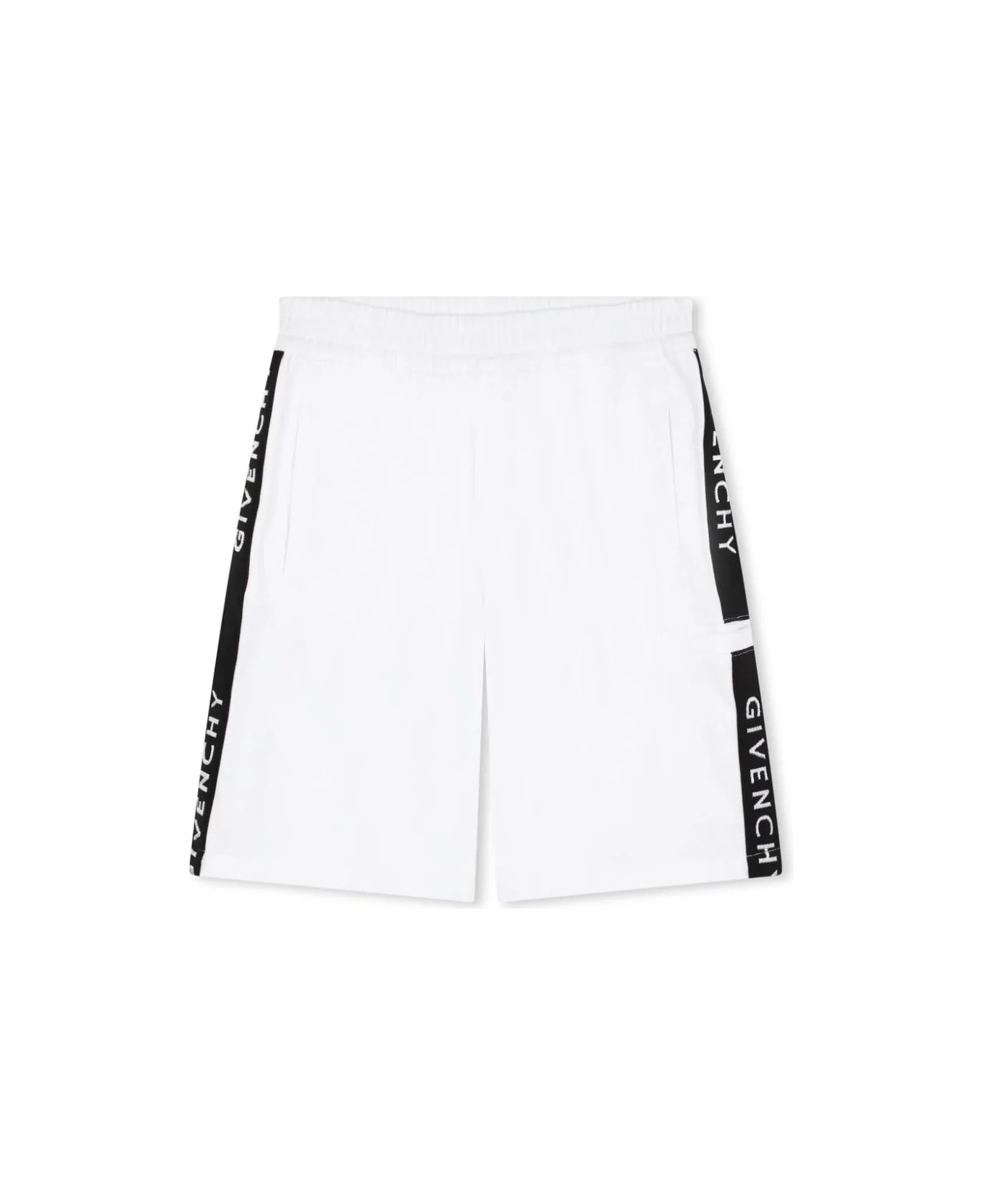 Givenchy White Shorts With Logo Band - White