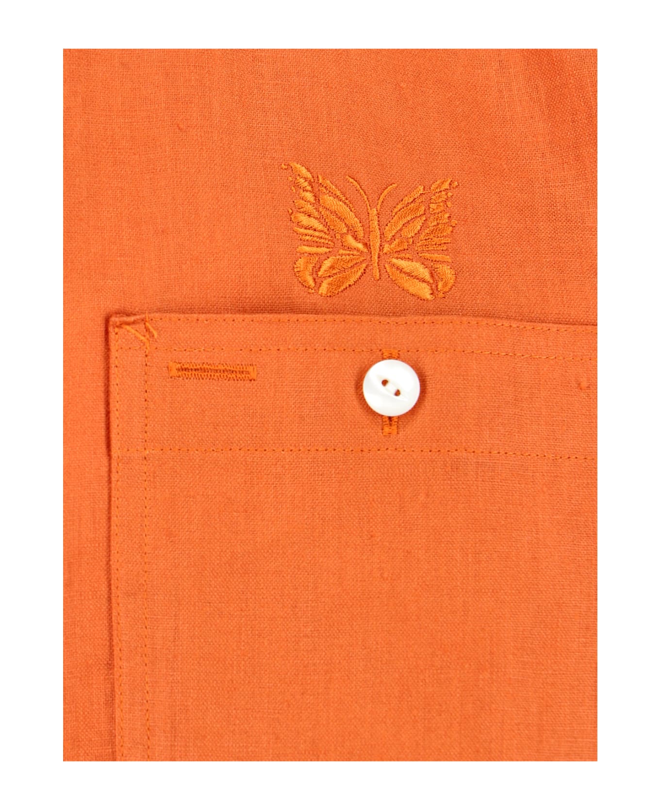 Needles 'work Shirt' Linen Shirt - Orange