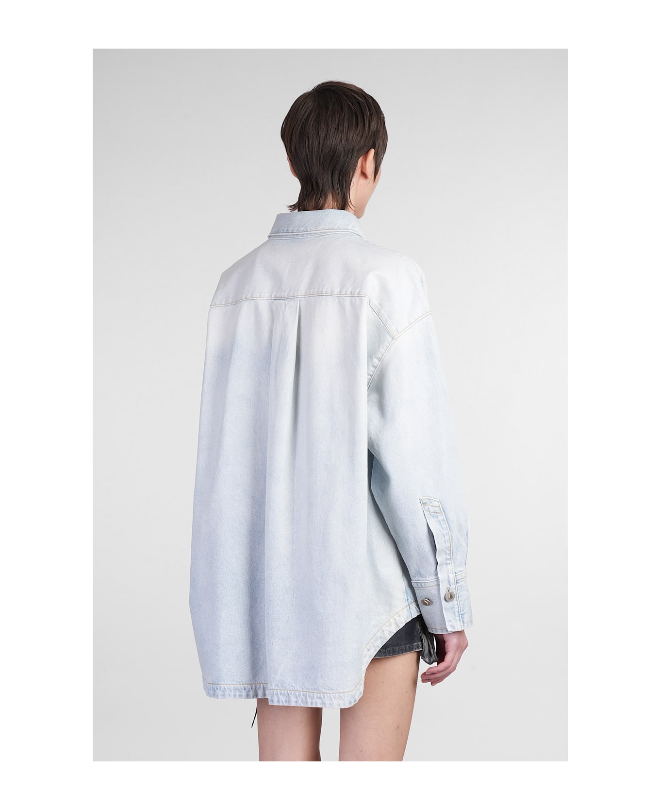 The Attico Denim Jackets In Cyan Cotton - cyan