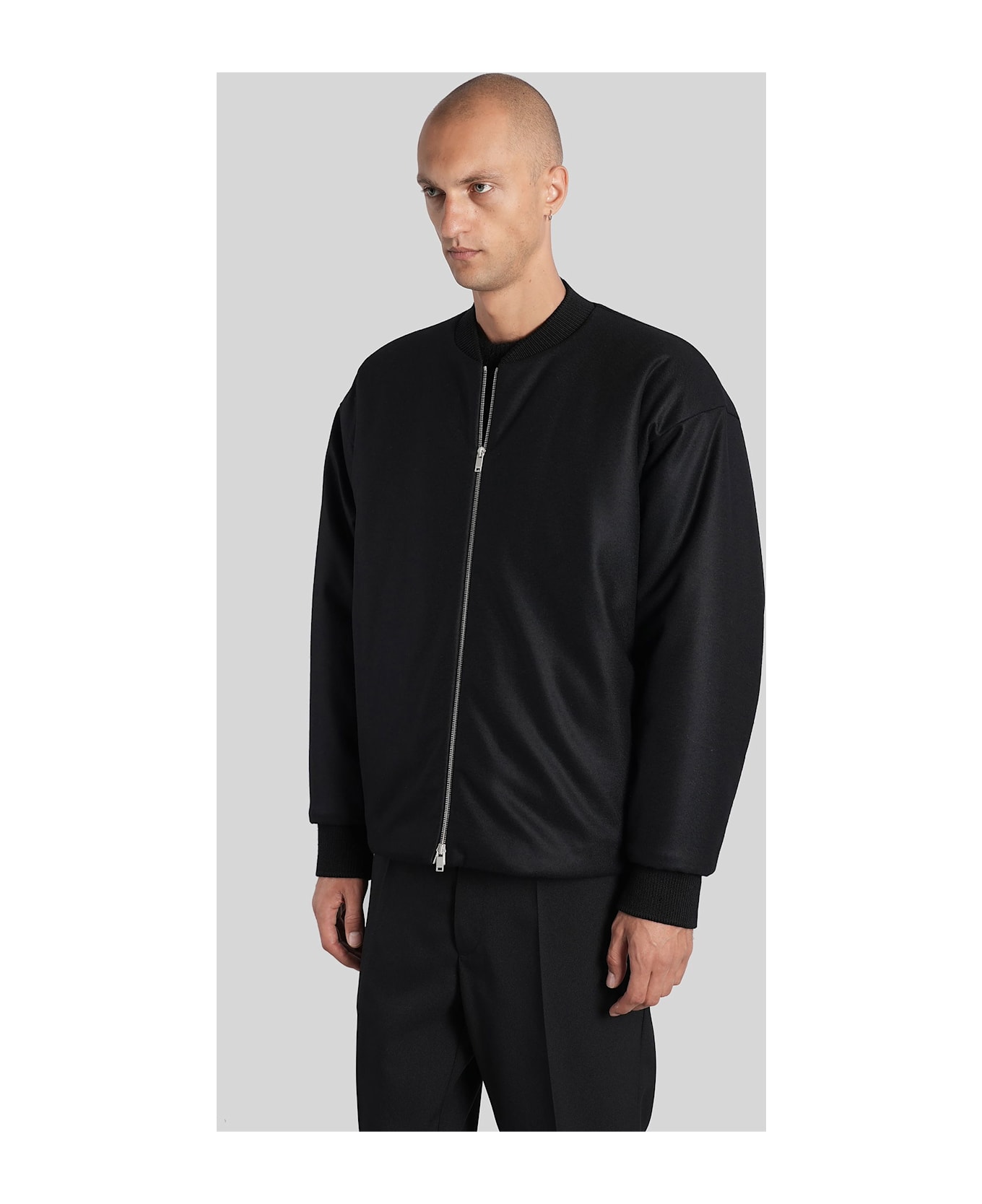 Jil Sander Bomber Jacket In Black Wool - black