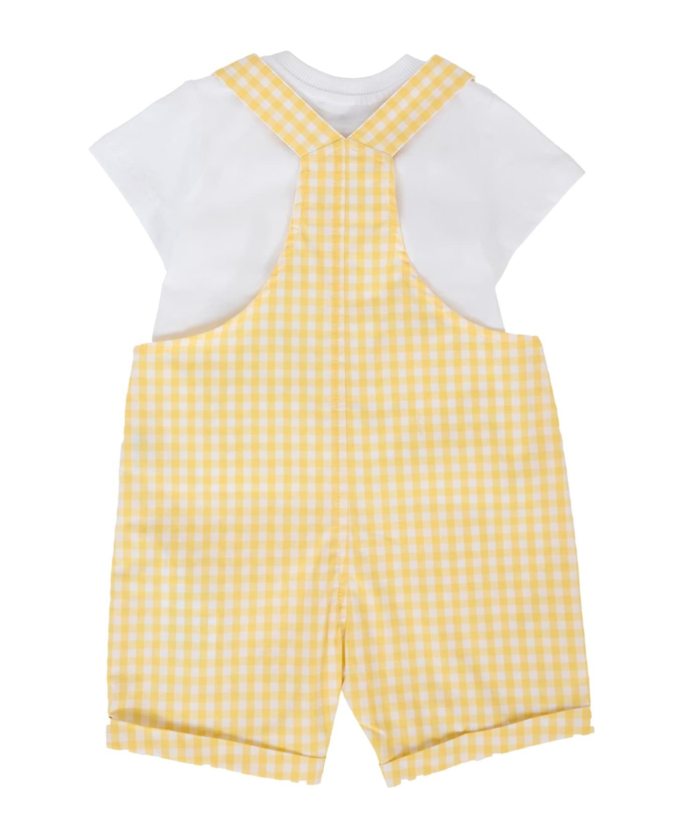 Moschino Yellow Dungarees For Baby Boy With Teddy Bear - Yellow