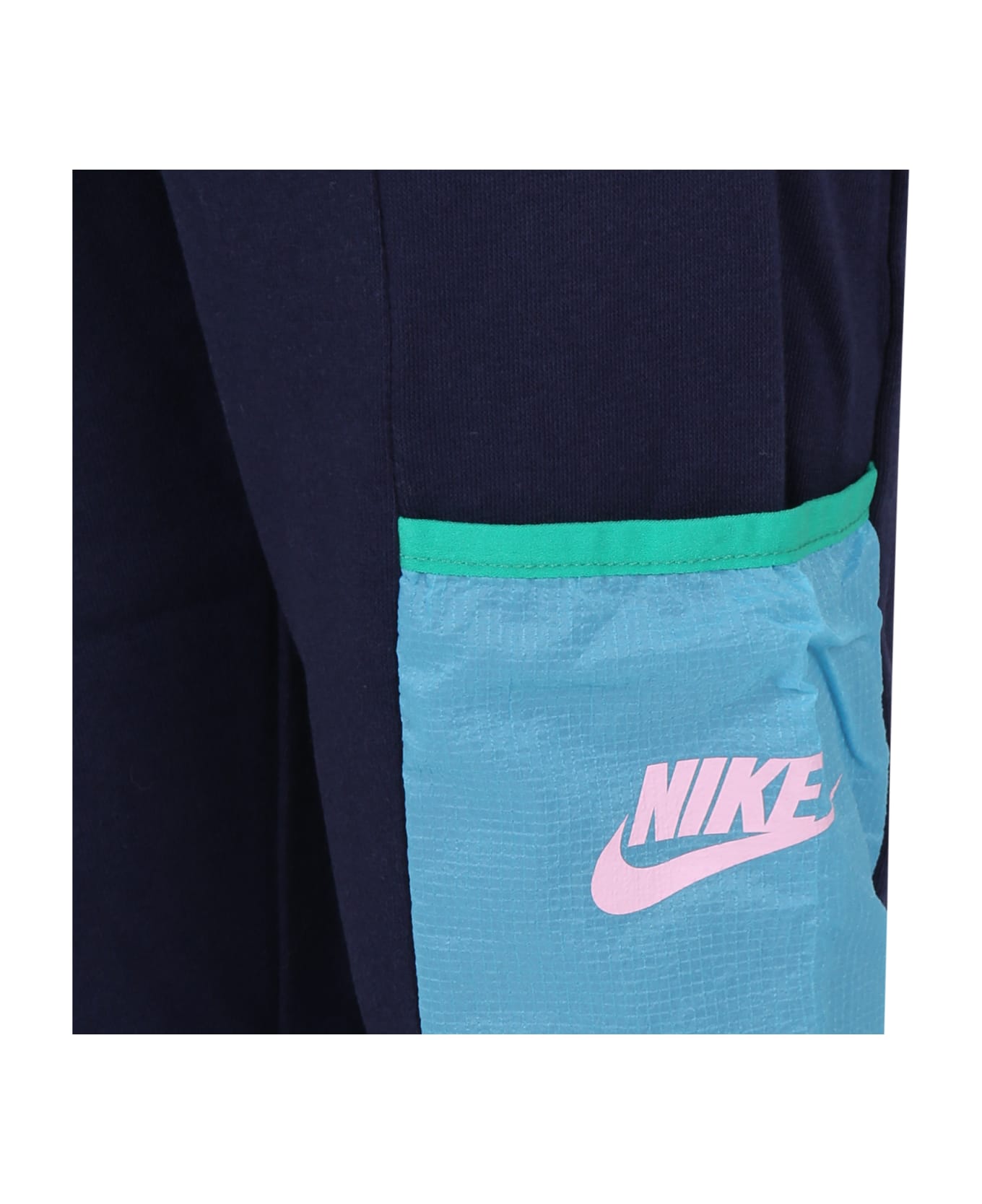 Nike Blue Trousers For Boy With Logo And Swoosh - Blue ボトムス