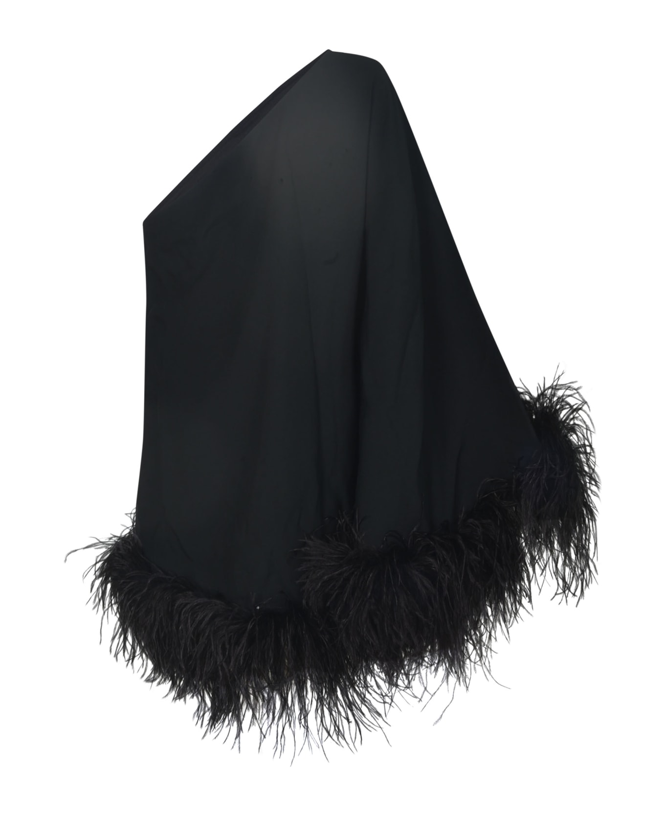 Taller Marmo Fringed One-sleeve Dress - Black