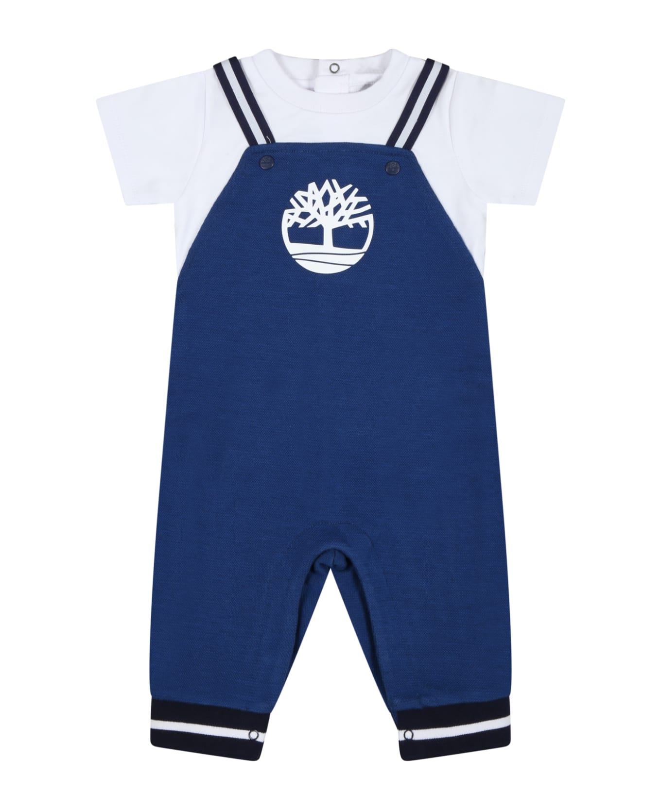 Timberland Blue Jumpsuit For Baby Boy With White Tree - Blue