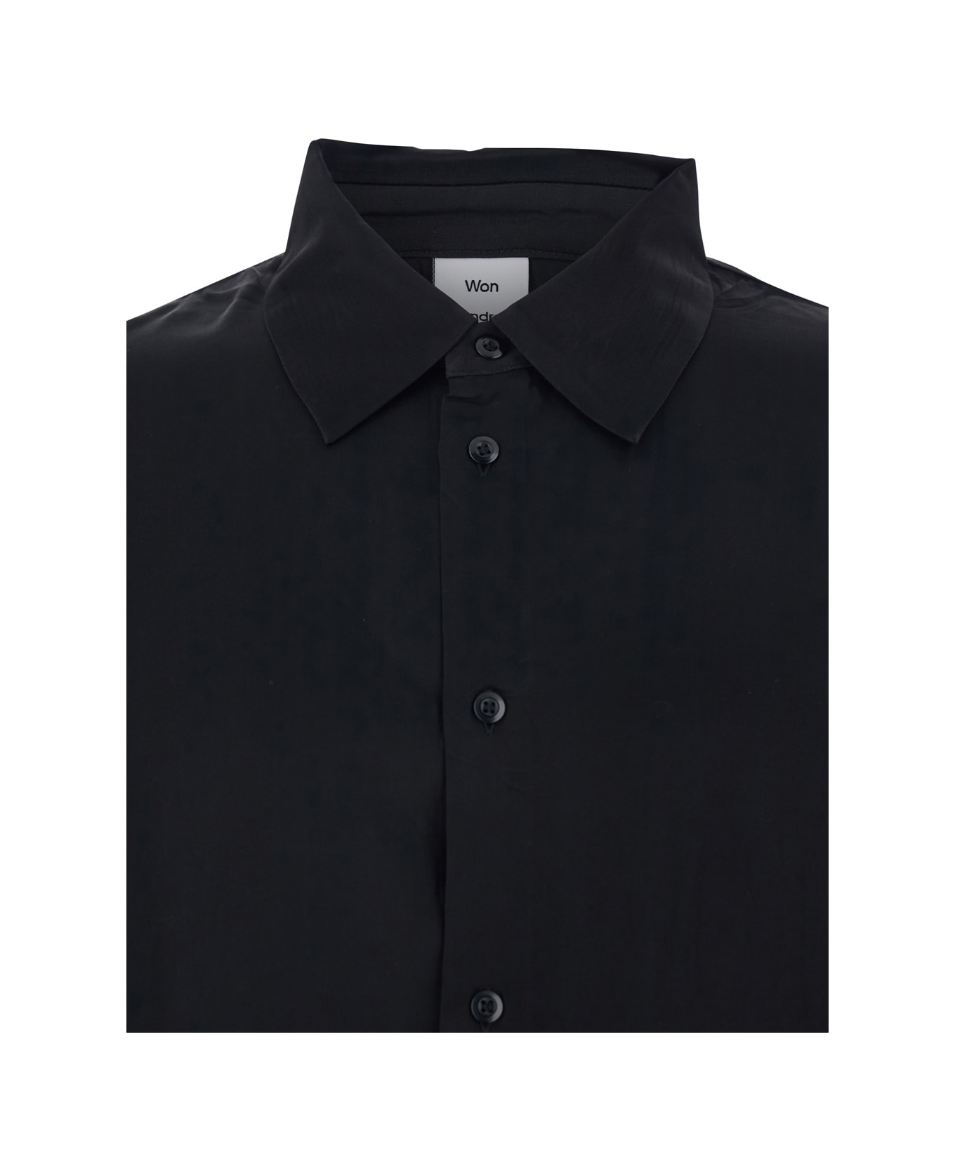 Won Hundred 
adriel
 Black Shirt With Classic Collar In Viscose Blend Man - Black