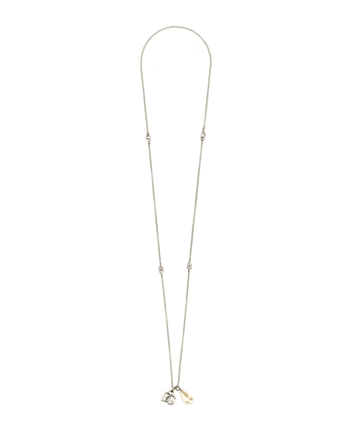 Dolce & Gabbana Logo Drop Necklace - Silver ジュエリー
