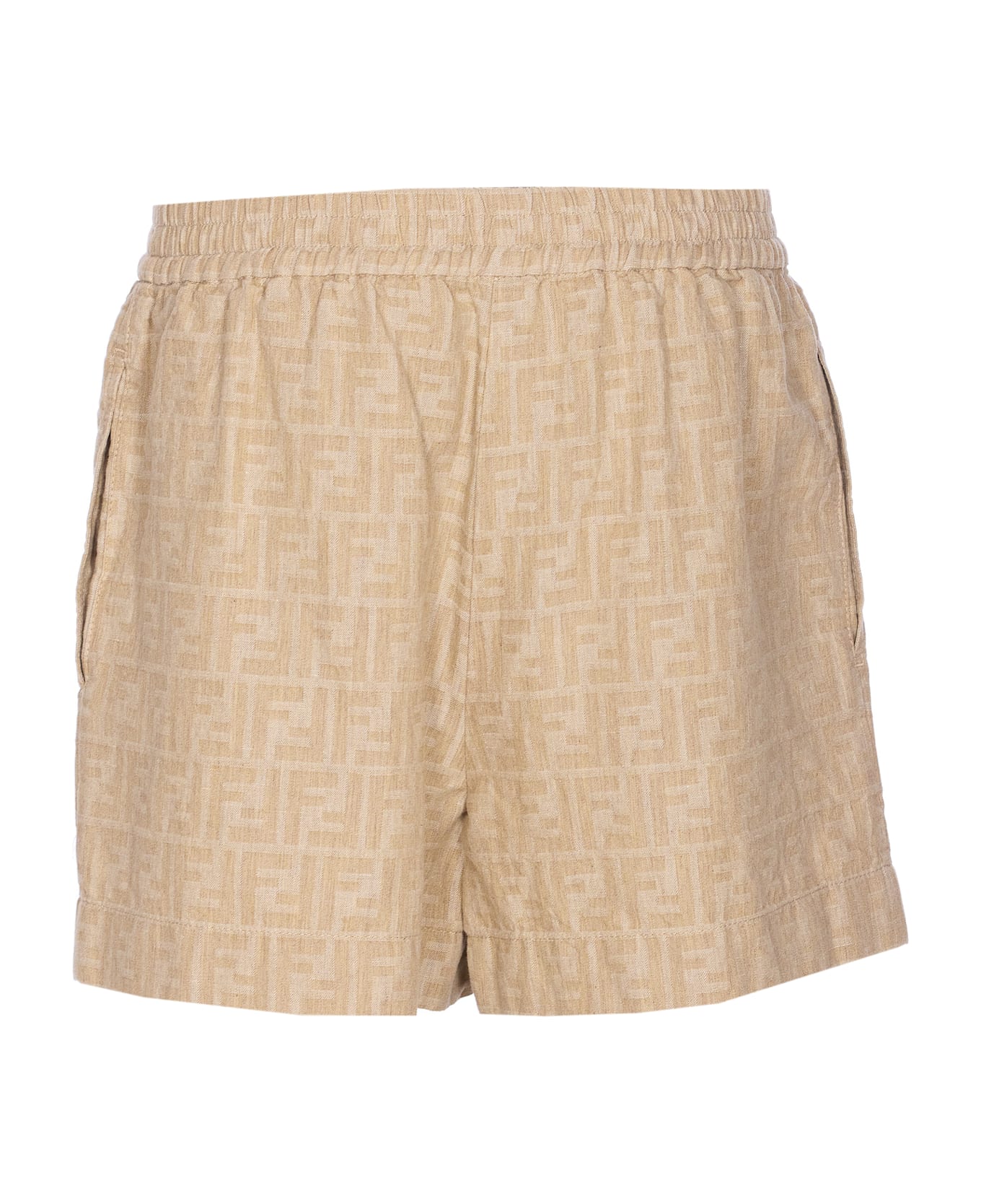 Fendi Ff Logo Shorts - Beige