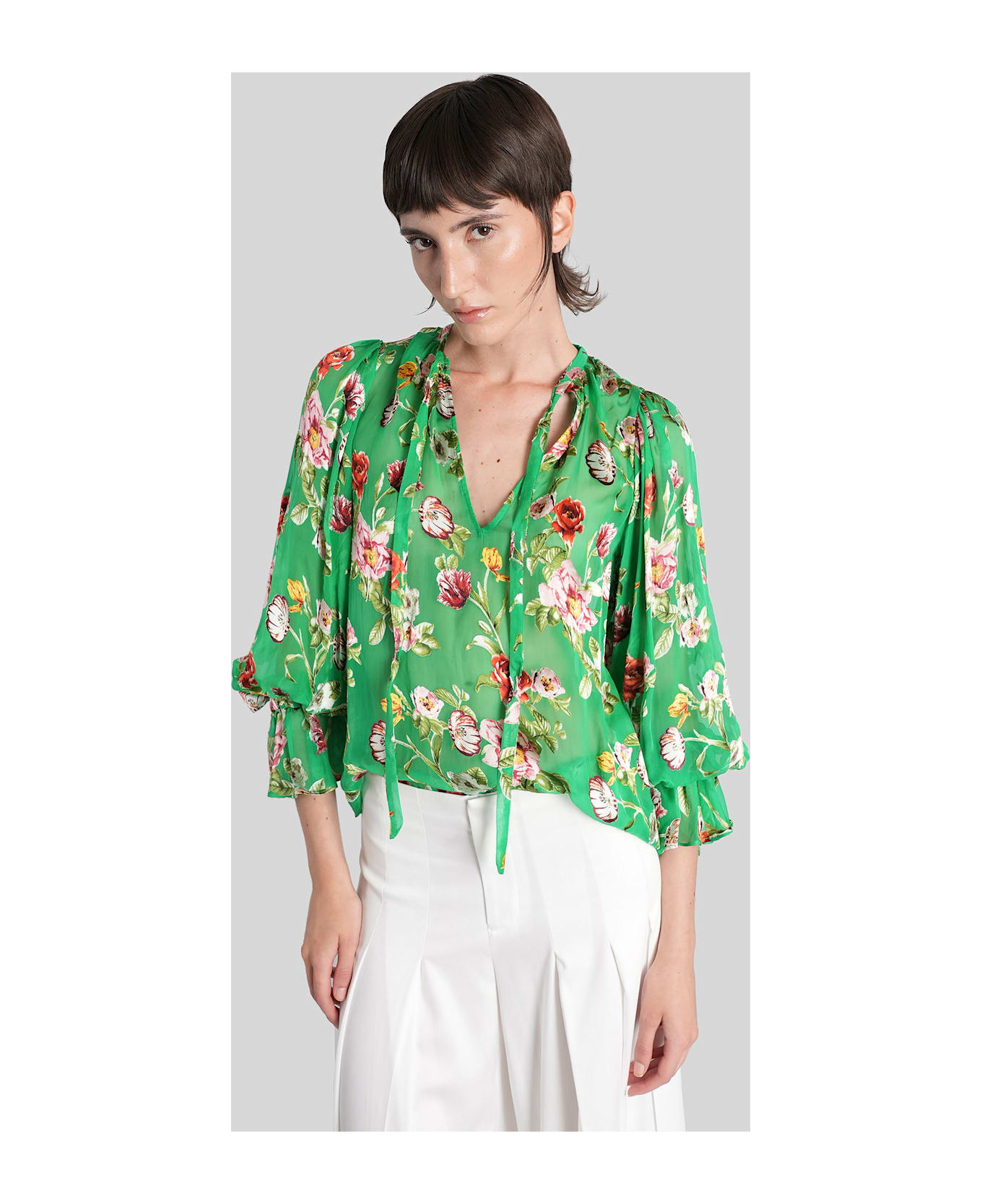 Alice + Olivia Moranne Blouse In Green Polyester - green