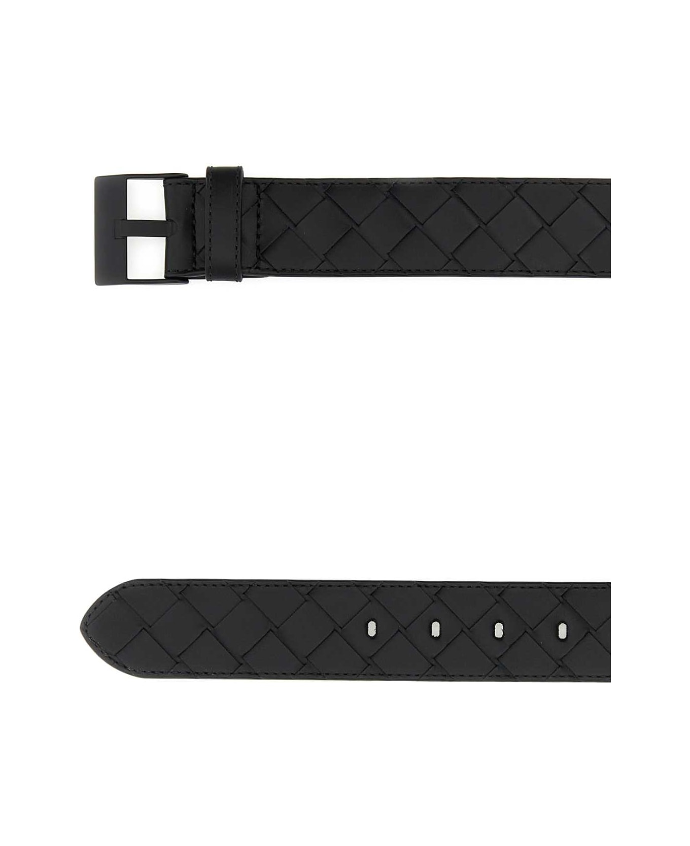 Bottega Veneta Black Leather Belt - BLACKNEROOPACO