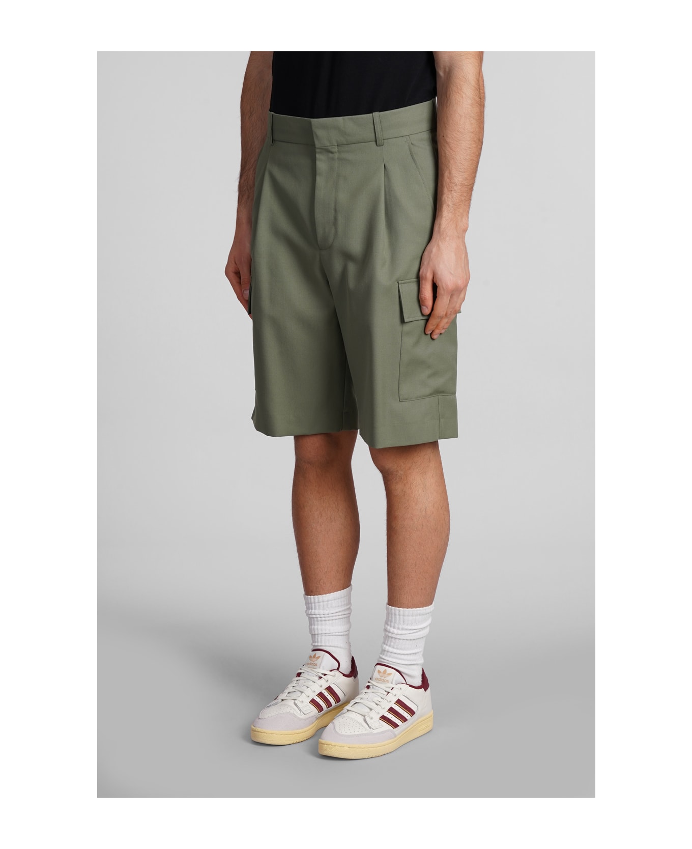 Drôle de Monsieur Shorts In Khaki Wool - Kaki