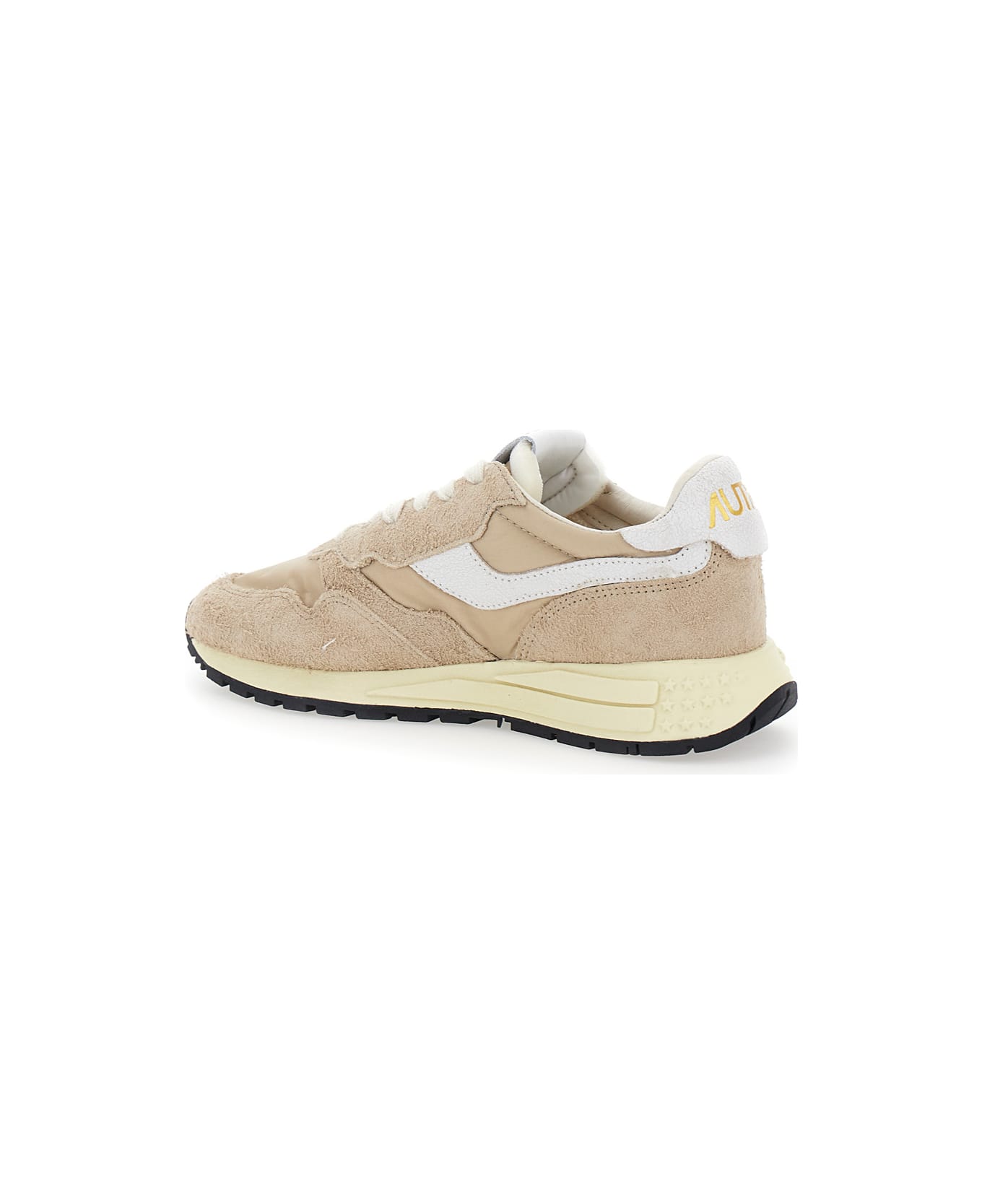 Autry 'reel Wind' Beige Low Top Sneakers With Logo Detail In Suede Woman - Beige
