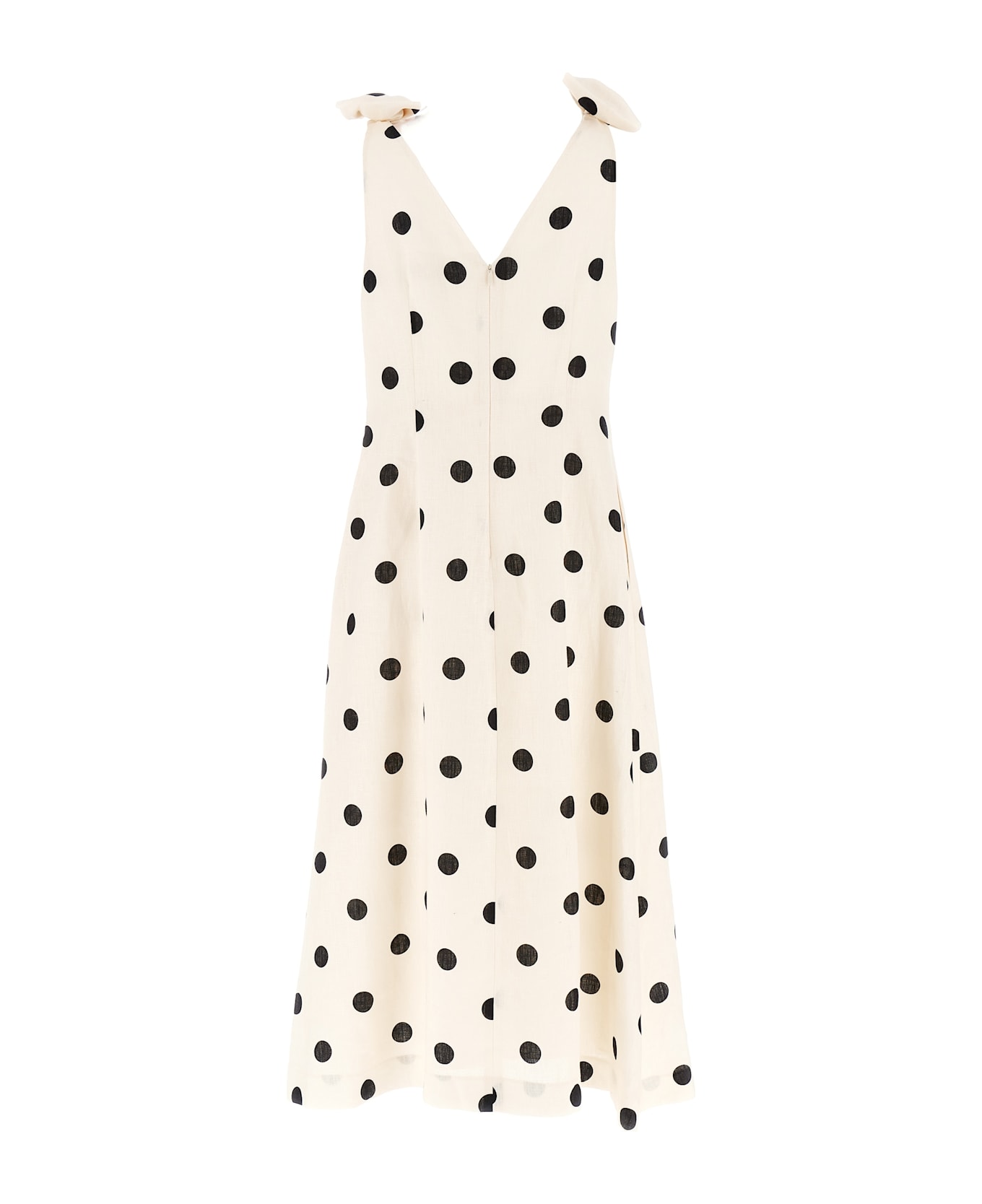 Zimmermann Crush Midi Dress - Cream/black Dot